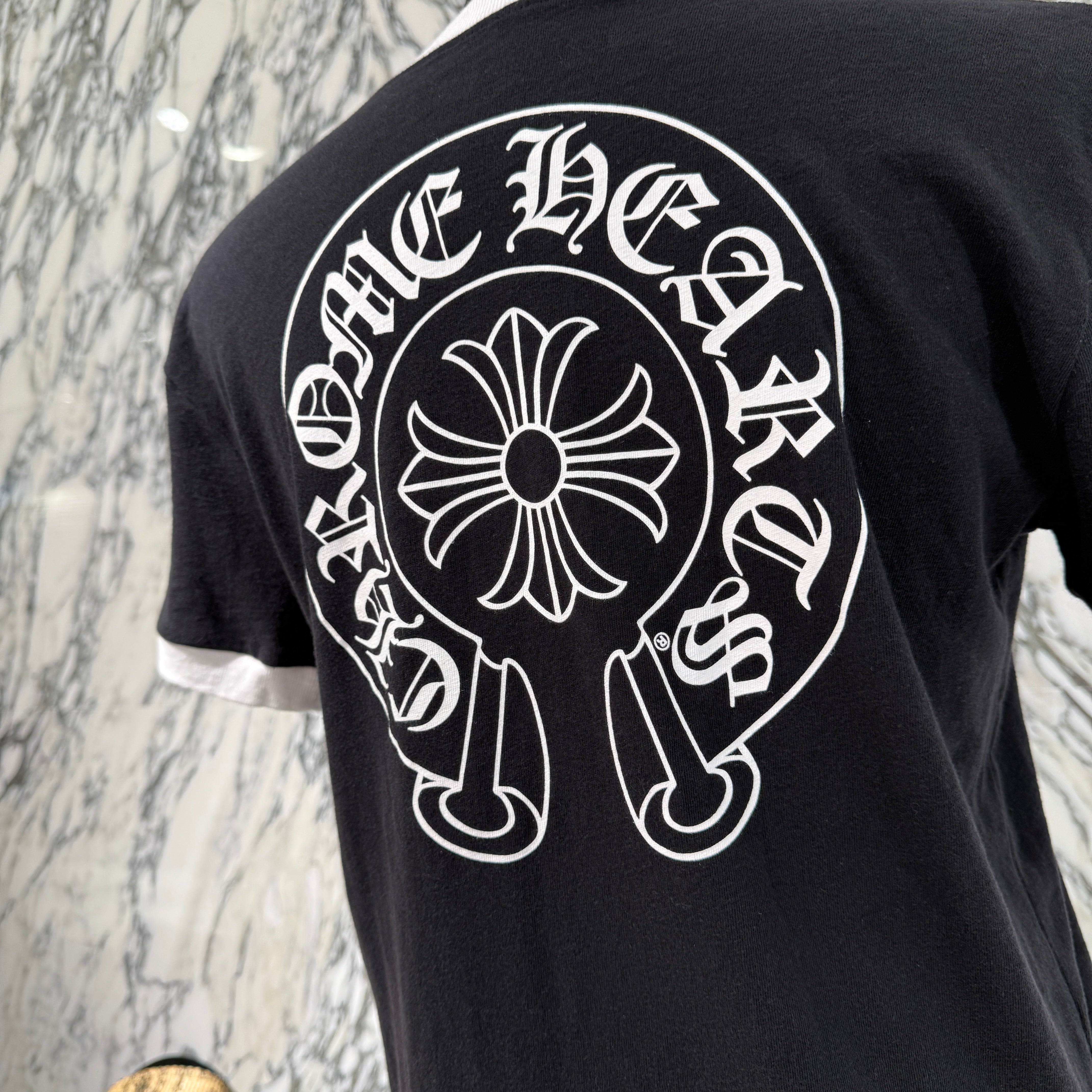 CHROME HEARTS Back Horseshoe Print Ringer Tee Size S クロムハーツ バックホースシュープリント リンガーTシャツ サイズS