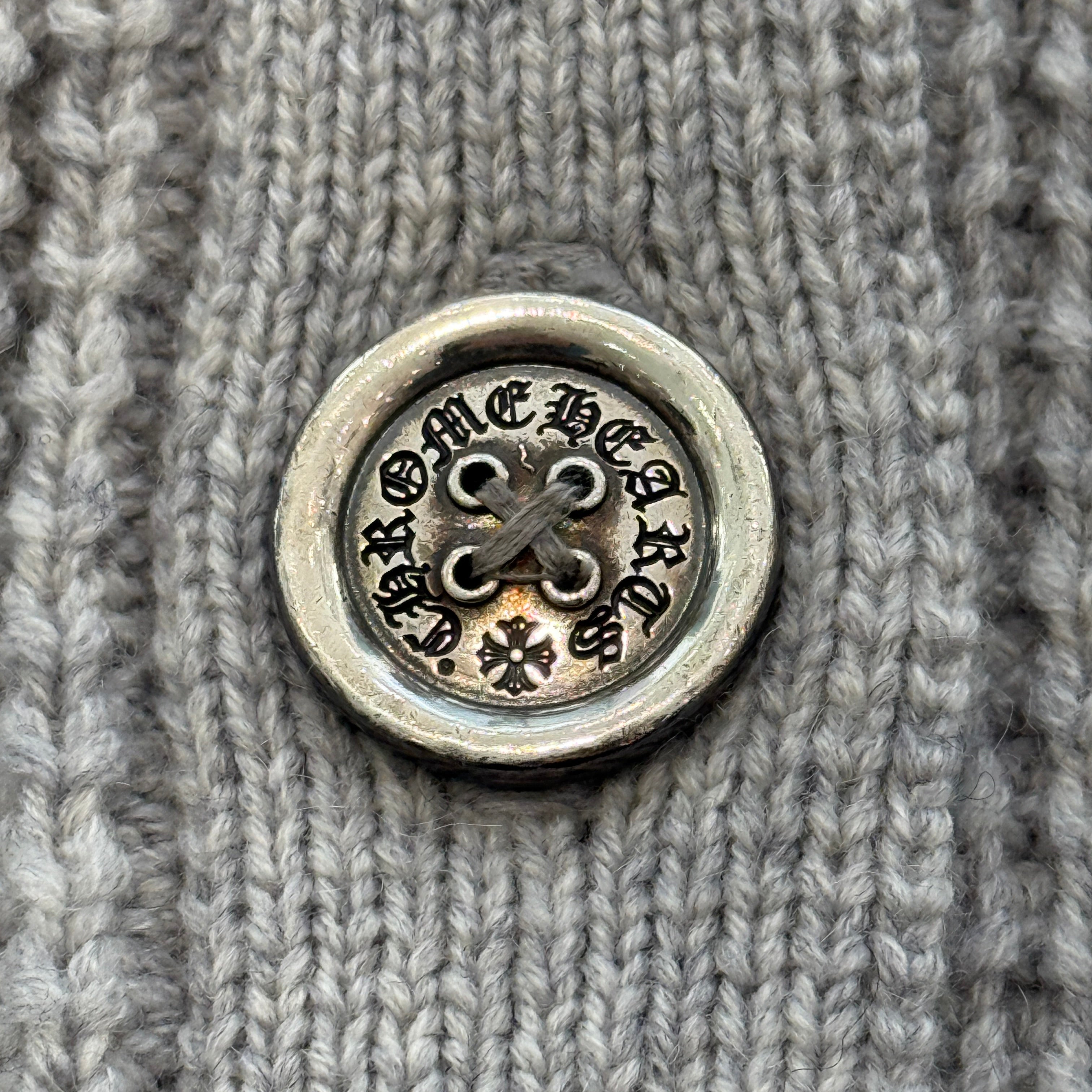 CHROME HEARTS Y NOT Large Cross Leather Patch Cashmere Knit Cardigan Size S クロムハーツ ワイノット ラージクロス レザーパッチ カシミヤ ニットカーディガン サイズS