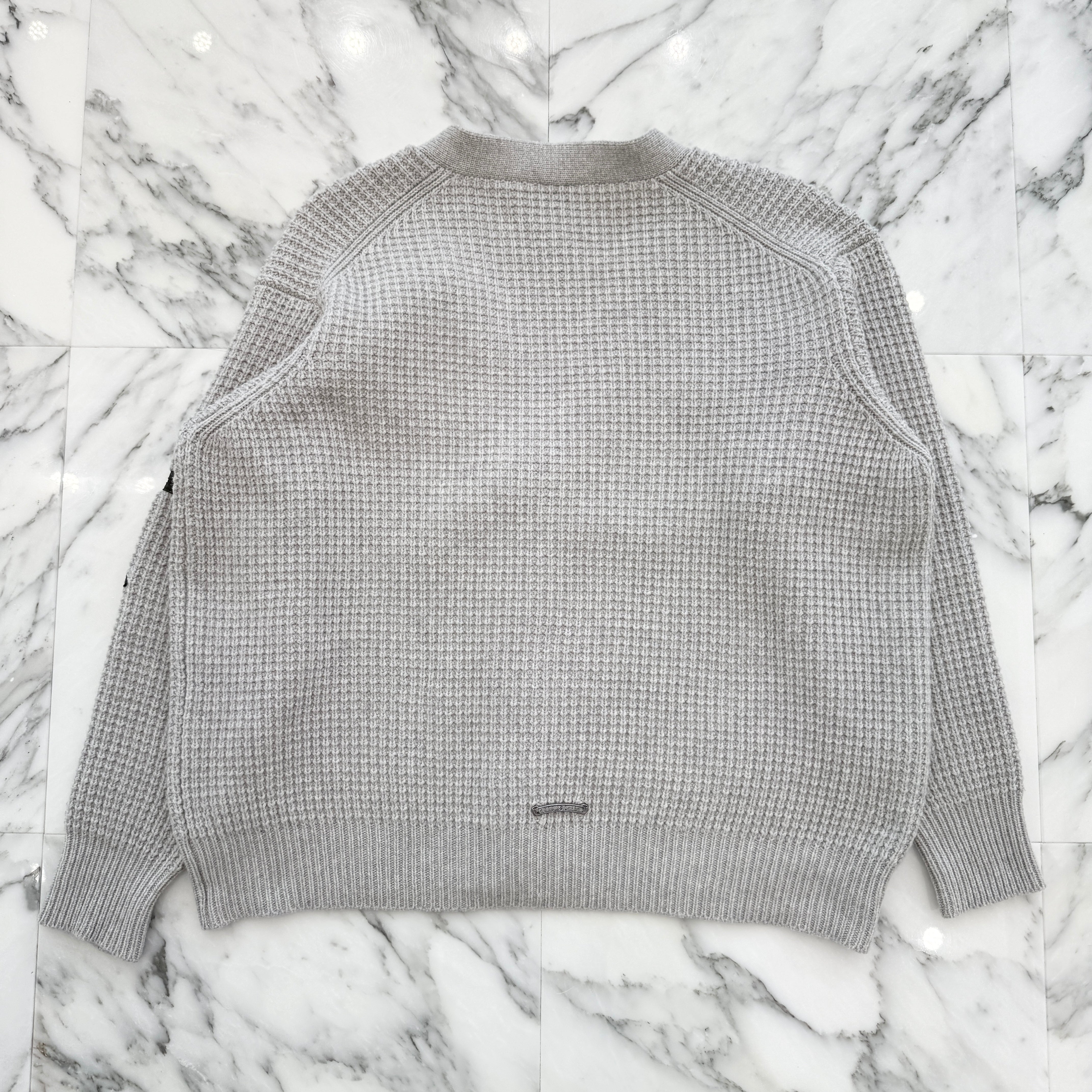 CHROME HEARTS Y NOT Large Cross Leather Patch Cashmere Knit Cardigan Size S クロムハーツ ワイノット ラージクロス レザーパッチ カシミヤ ニットカーディガン サイズS