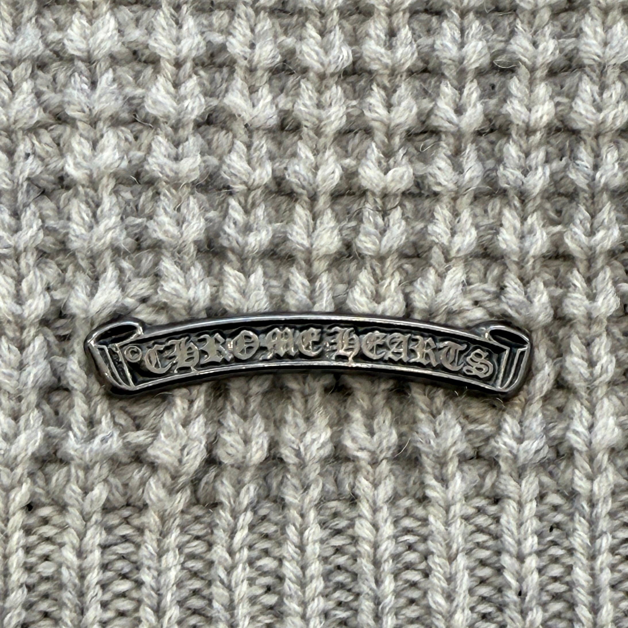 CHROME HEARTS Y NOT Large Cross Leather Patch Cashmere Knit Cardigan Size S クロムハーツ ワイノット ラージクロス レザーパッチ カシミヤ ニットカーディガン サイズS