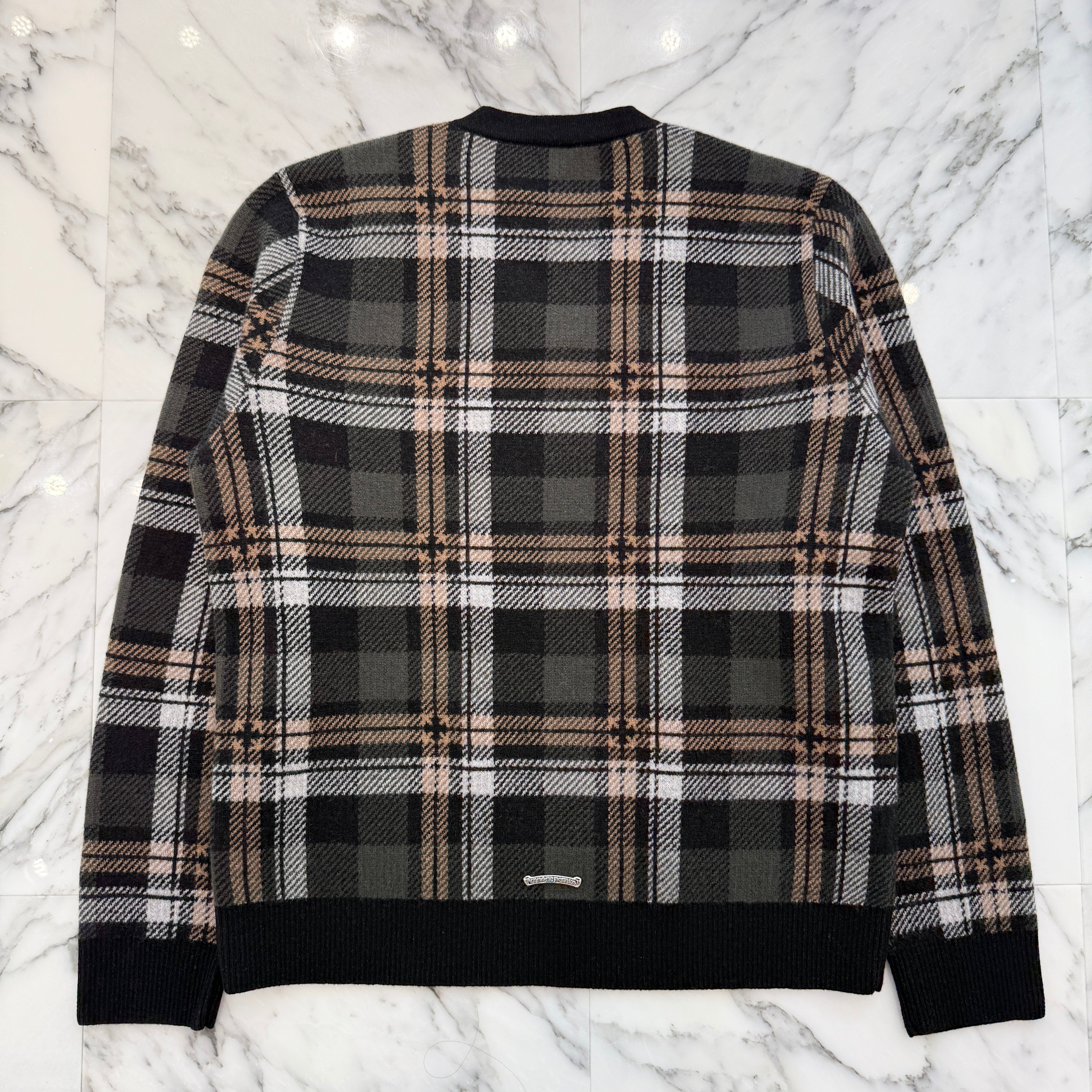 CHROME HEARTS CH Plus Check Cashmere Knit Sweater Size L クロムハ－ツ CHプラス カシミヤ ニット セーター サイズL