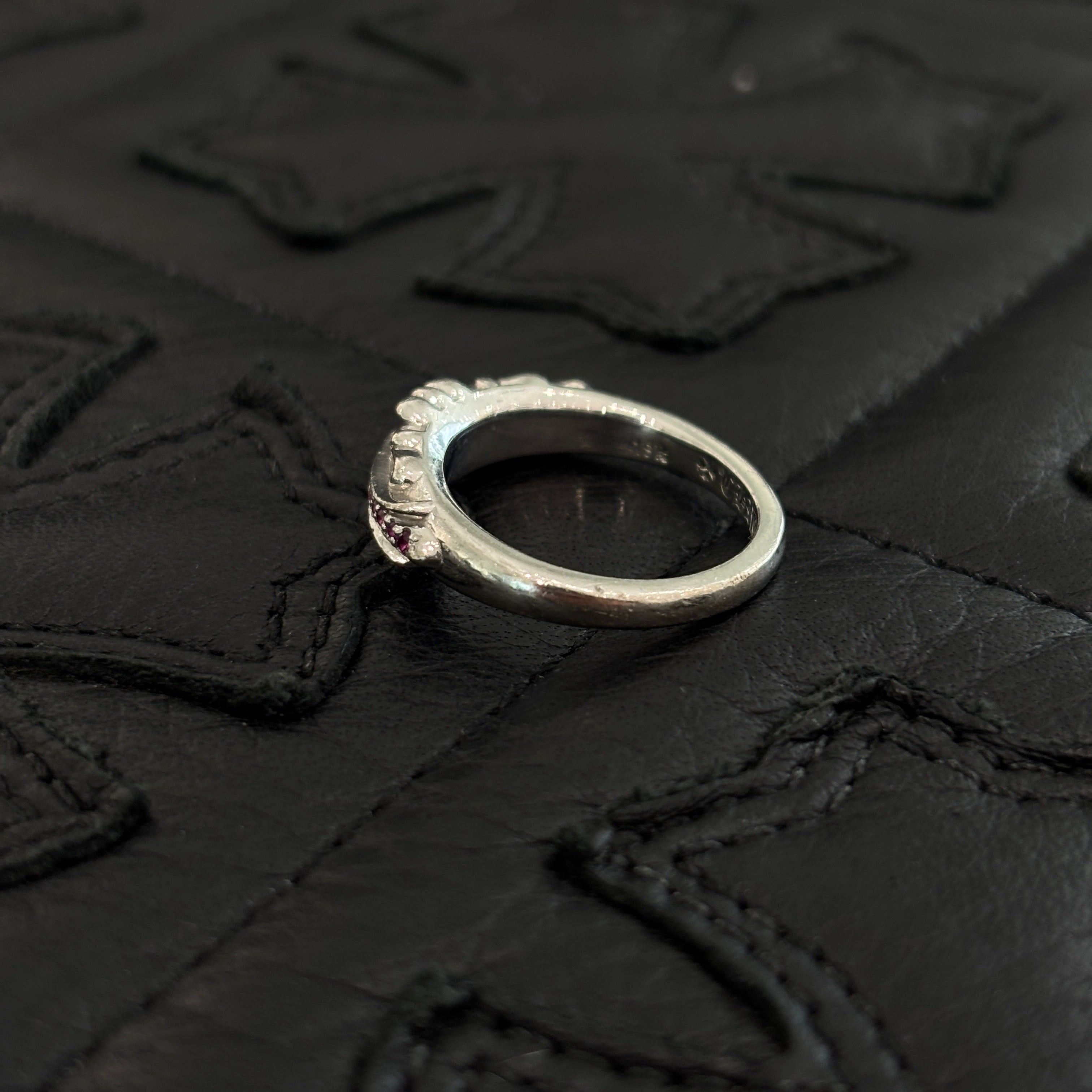 CHROME HEARTS 18K WG Baby Classic Floral Cross Pave Ruby Ring 13号 クロムハーツ 18K ホワイトゴールド ベイビークラシック フローラルクロス パヴェルビー リング サイズ13号