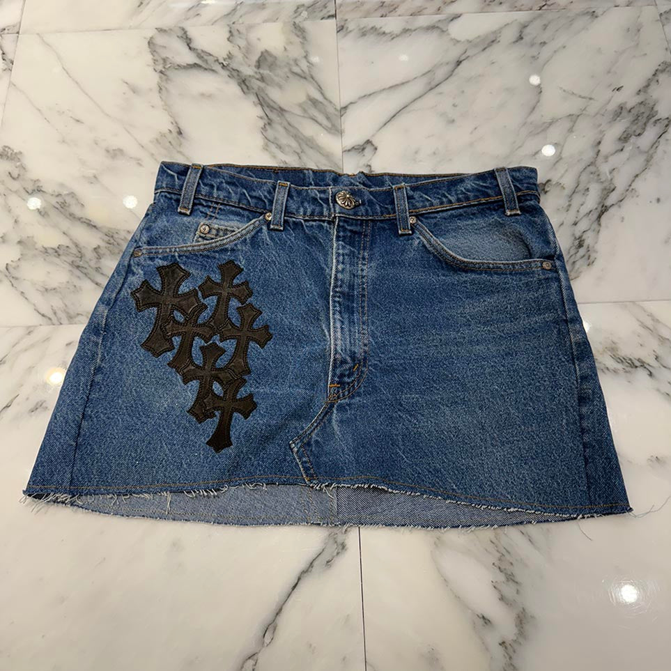 クロムハーツ ×リーバイス LEVI'S クロスパッチ付きデニムスカート 27 CHROME HEARTS × Levi's VNTG Cross Leather Patch Denim Skirt Size