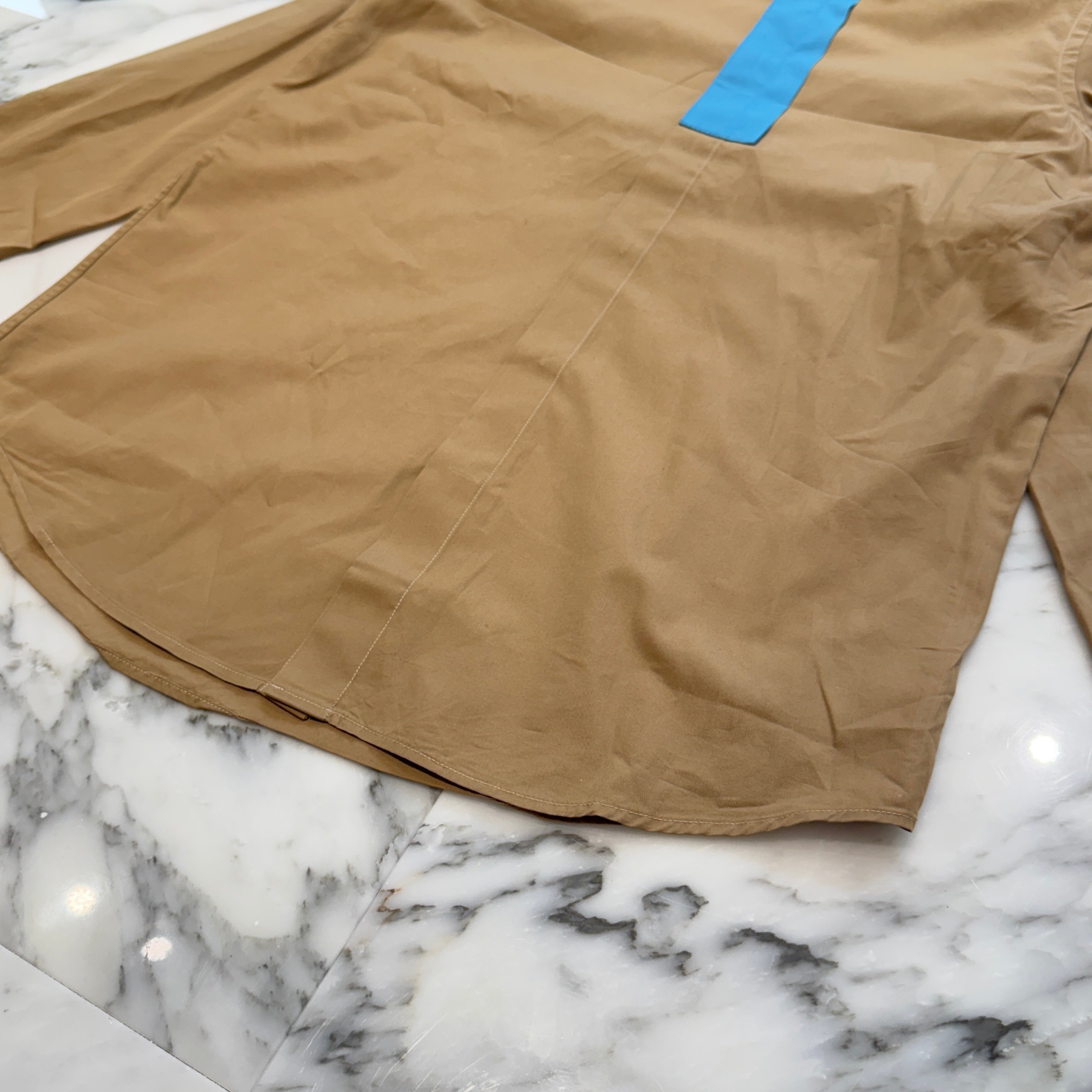 MARNI Turquoise Blue Two-Tone Cotton Shirt 25DL005844928 Size 46 マルニ ターコイズブルー ツートーン コットン シャツ サイズ46