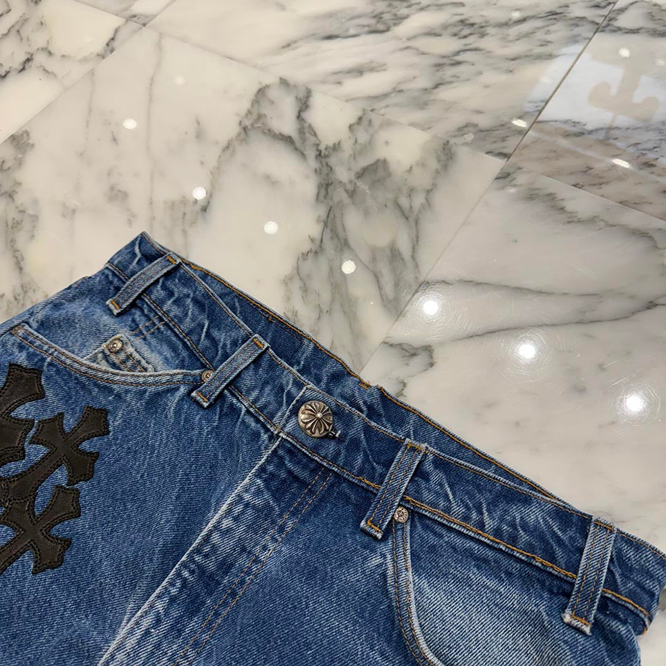 CHROME HEARTS × Levi's VNTG Cross Leather Patch Denim Skirt Size