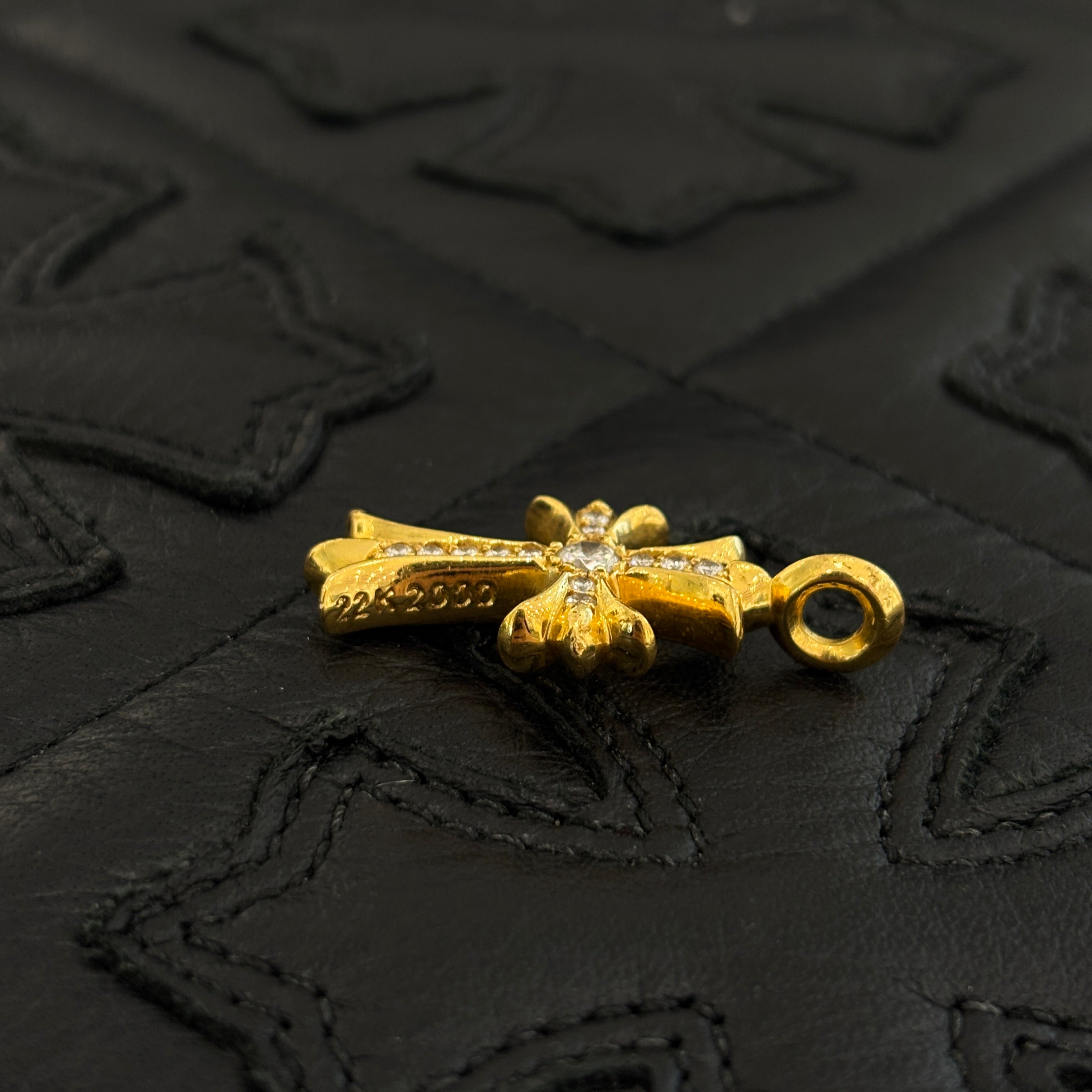 CHROME HEARTS 22K Tiny Fat Cross Pave Diamond Pendant Top クロムハーツ 22K タイニーファットクロス パヴェダイヤモンド ペンダントトップ