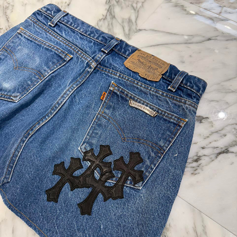 CHROME HEARTS × Levi's VNTG Cross Leather Patch Denim Skirt Size 27 クロムハーツ × リーバイス ヴィンテージ クロスレザーパッチ デニムスカート サイズ27