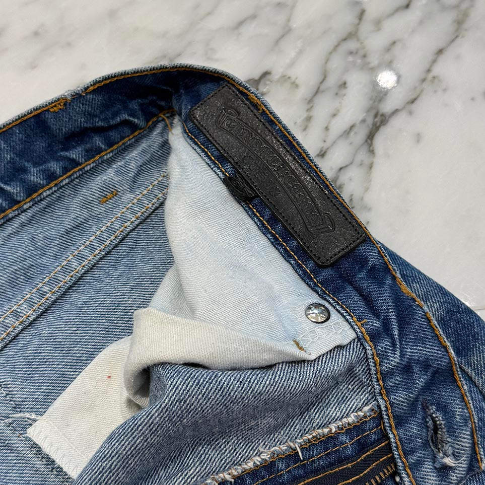 CHROME HEARTS × Levi's VNTG Cross Leather Patch Denim Skirt Size