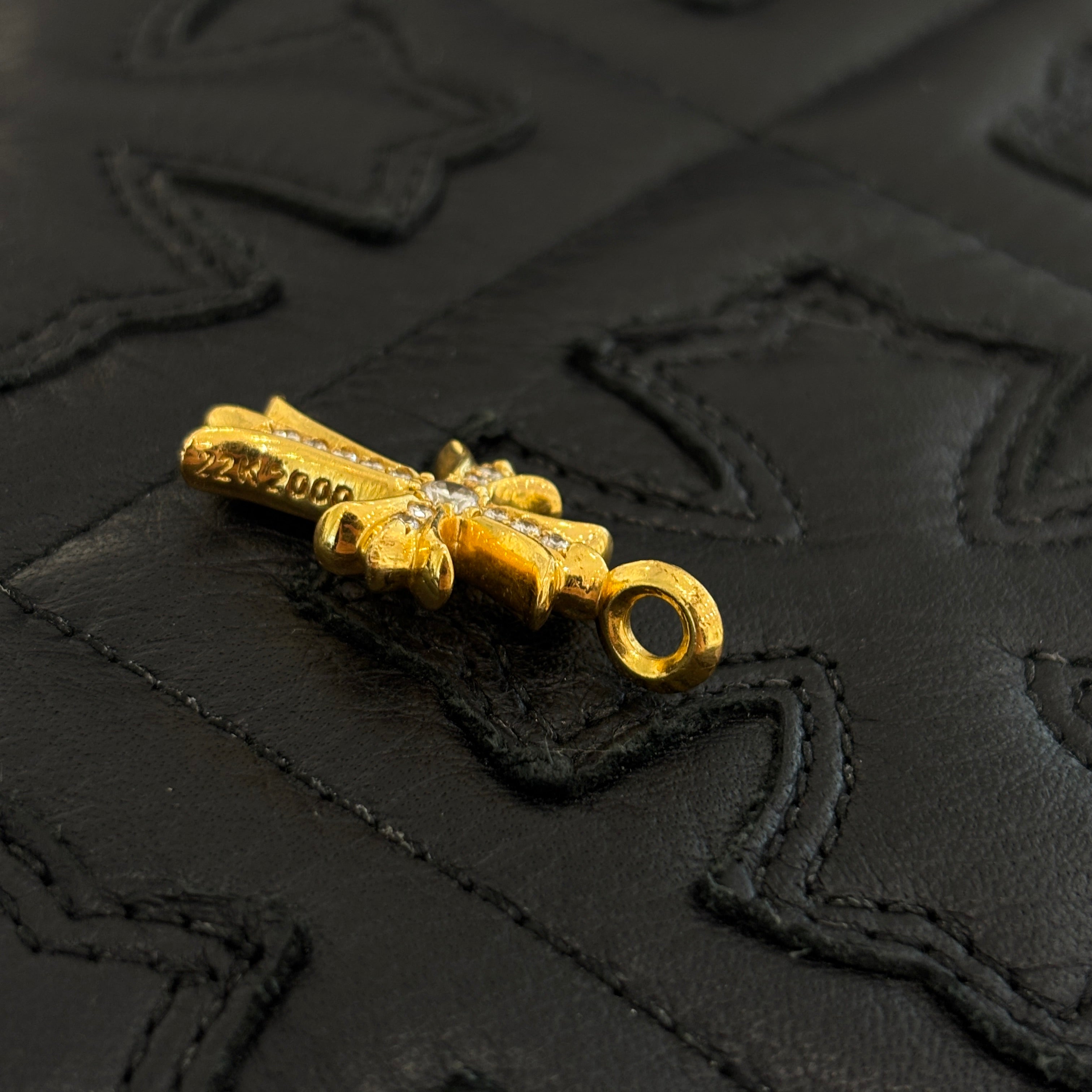 CHROME HEARTS 22K Tiny Fat Cross Pave Diamond Pendant Top クロムハーツ 22K タイニーファットクロス パヴェダイヤモンド ペンダントトップ