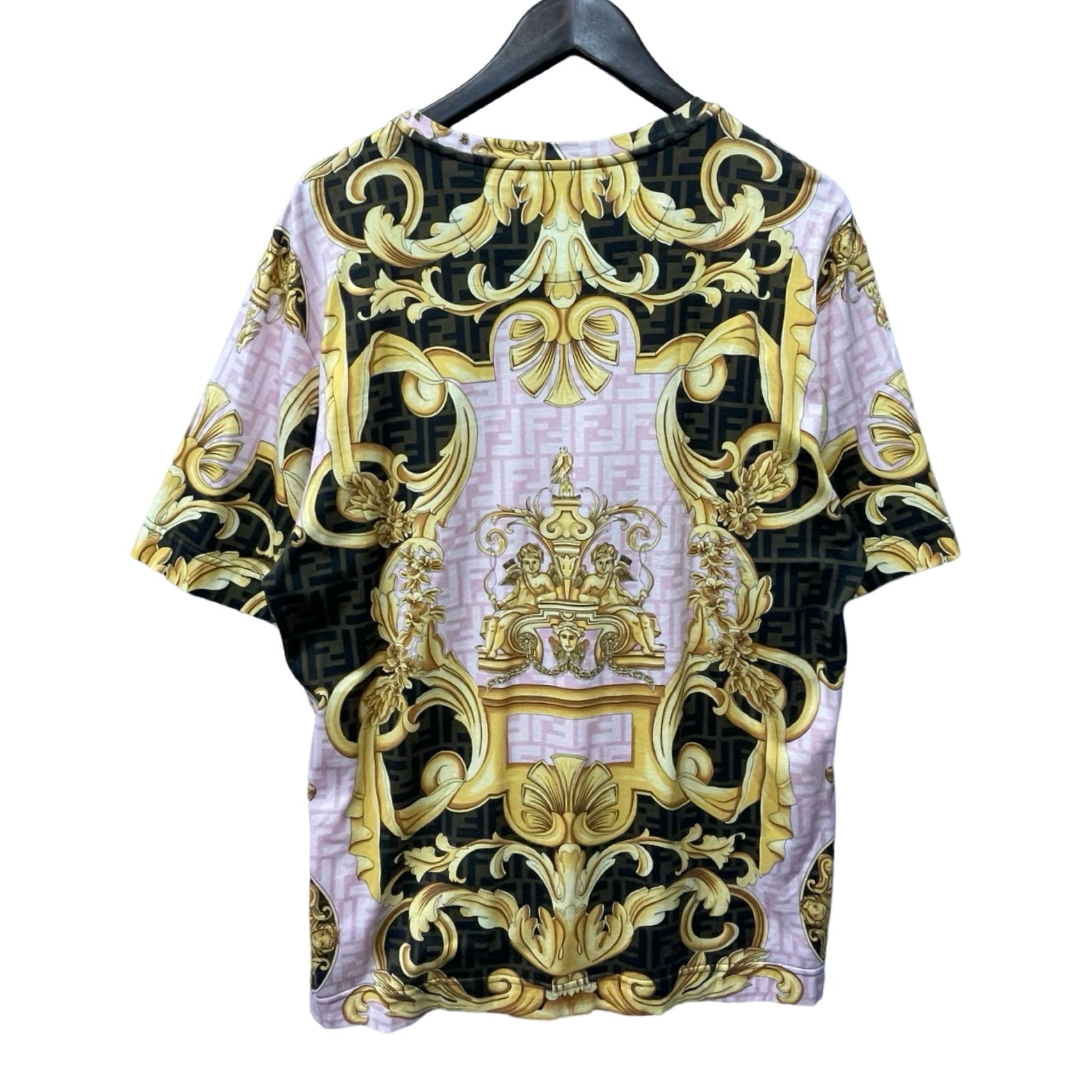 FENDI×VERSACE 2022SS Gold Bar T-Shirt FY0936 AKDZ Size M