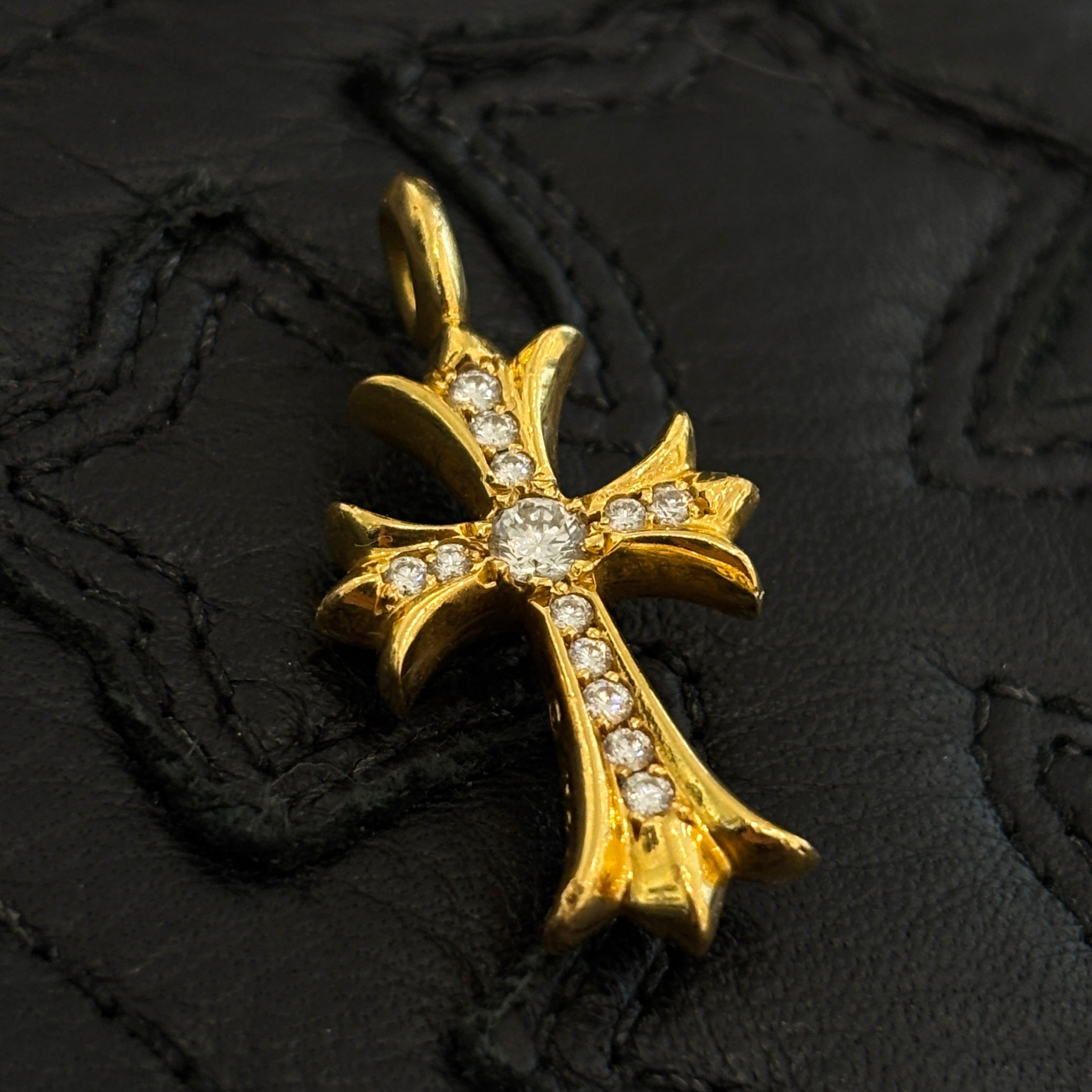 CHROME HEARTS 22K Tiny Fat Cross Pave Diamond Pendant Top クロムハーツ 22K タイニーファットクロス パヴェダイヤモンド ペンダントトップ