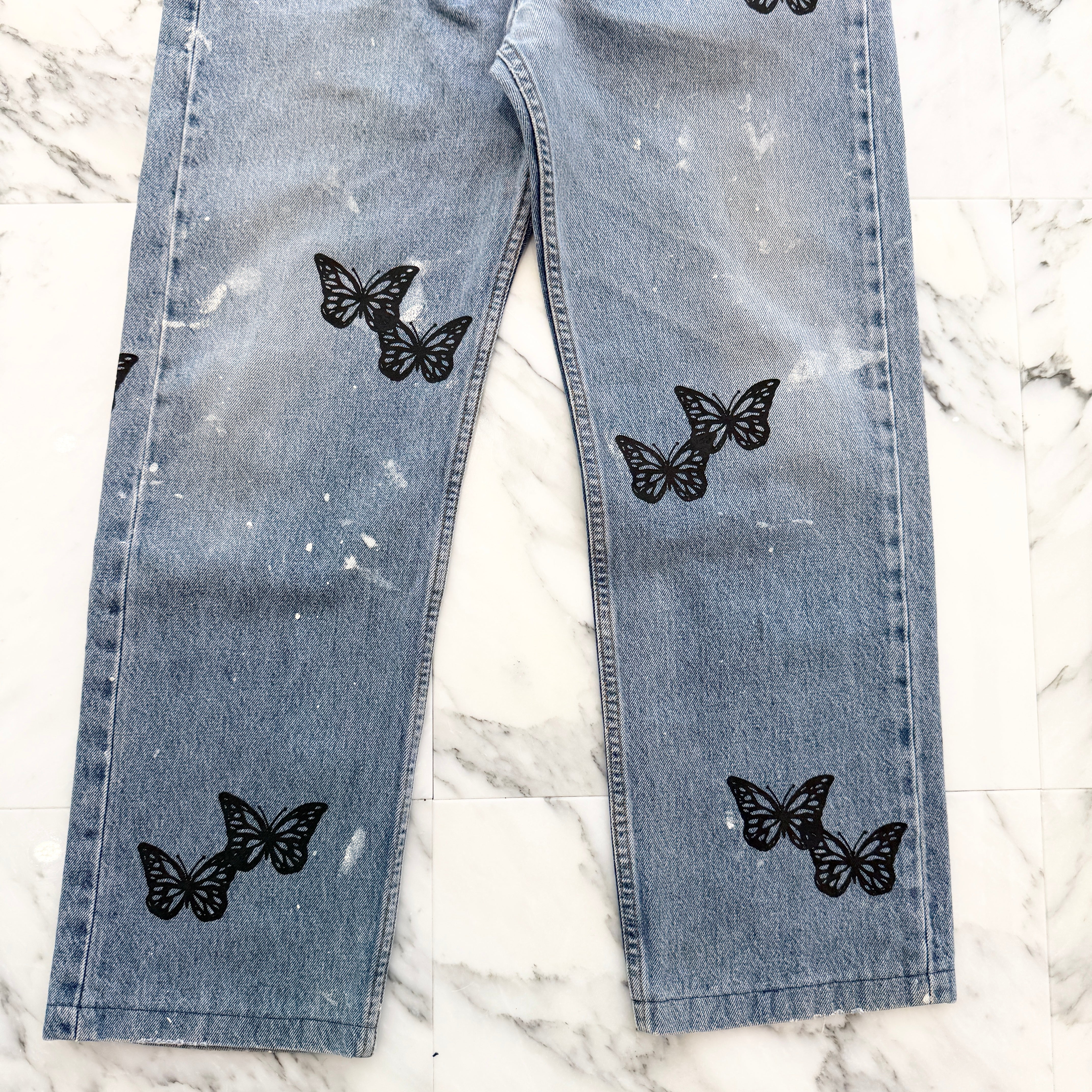 ABOUT DREAMS Butterfly Jeans Size W34 L34 アバウトドリームズ バタフライジーンズ インディゴ×ブラック サイズW34×L34