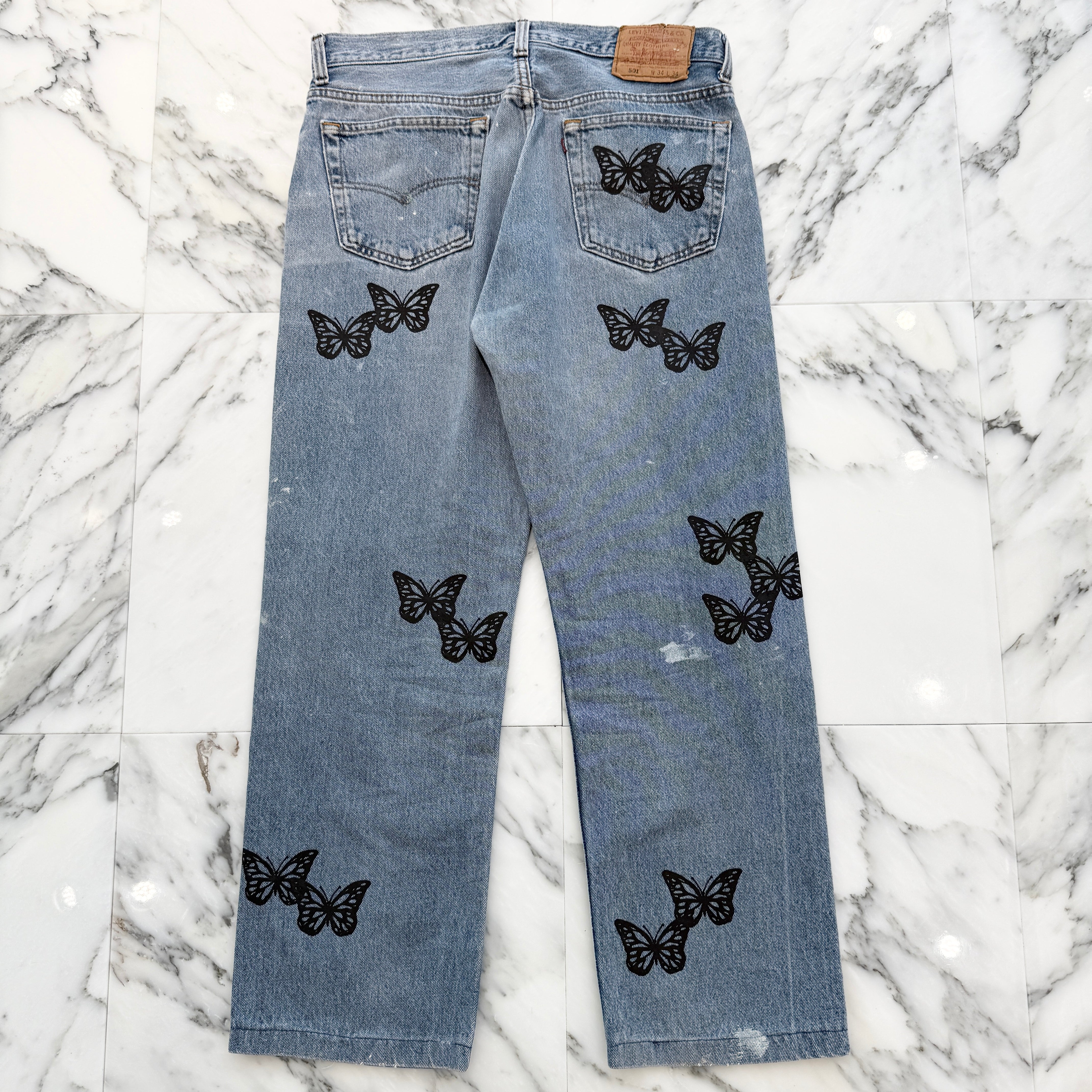 ABOUT DREAMS Butterfly Jeans Size W34 L34 アバウトドリームズ バタフライジーンズ インディゴ×ブラック サイズW34×L34