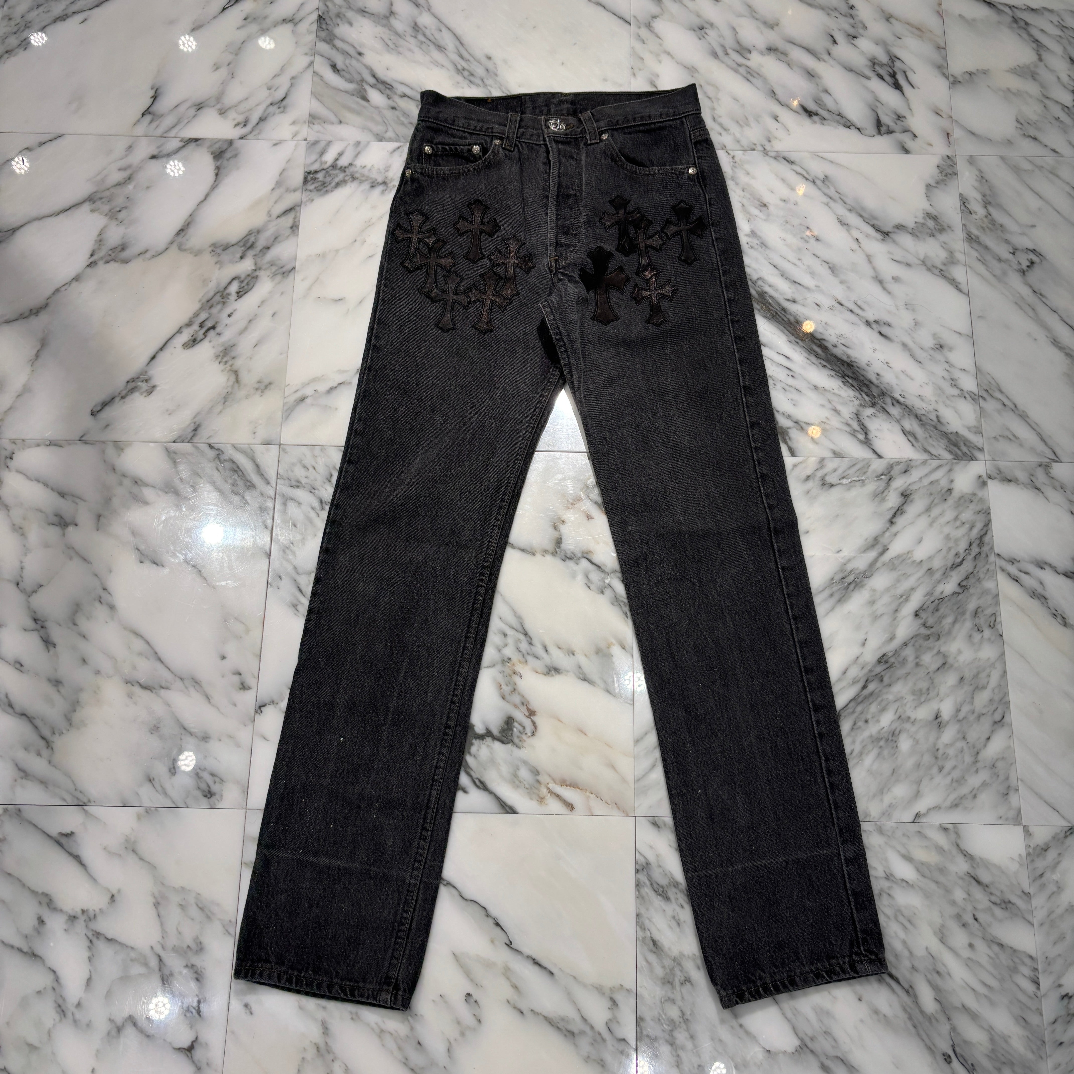CHROME HEARTS × Levi's 501 VNTG Cross Leather Patch Jeans Size 27 クロムハーツ × リーバイス 501 ヴィンテージ クロスレザーパッチ ジーンズ デニムパンツ サイズ27