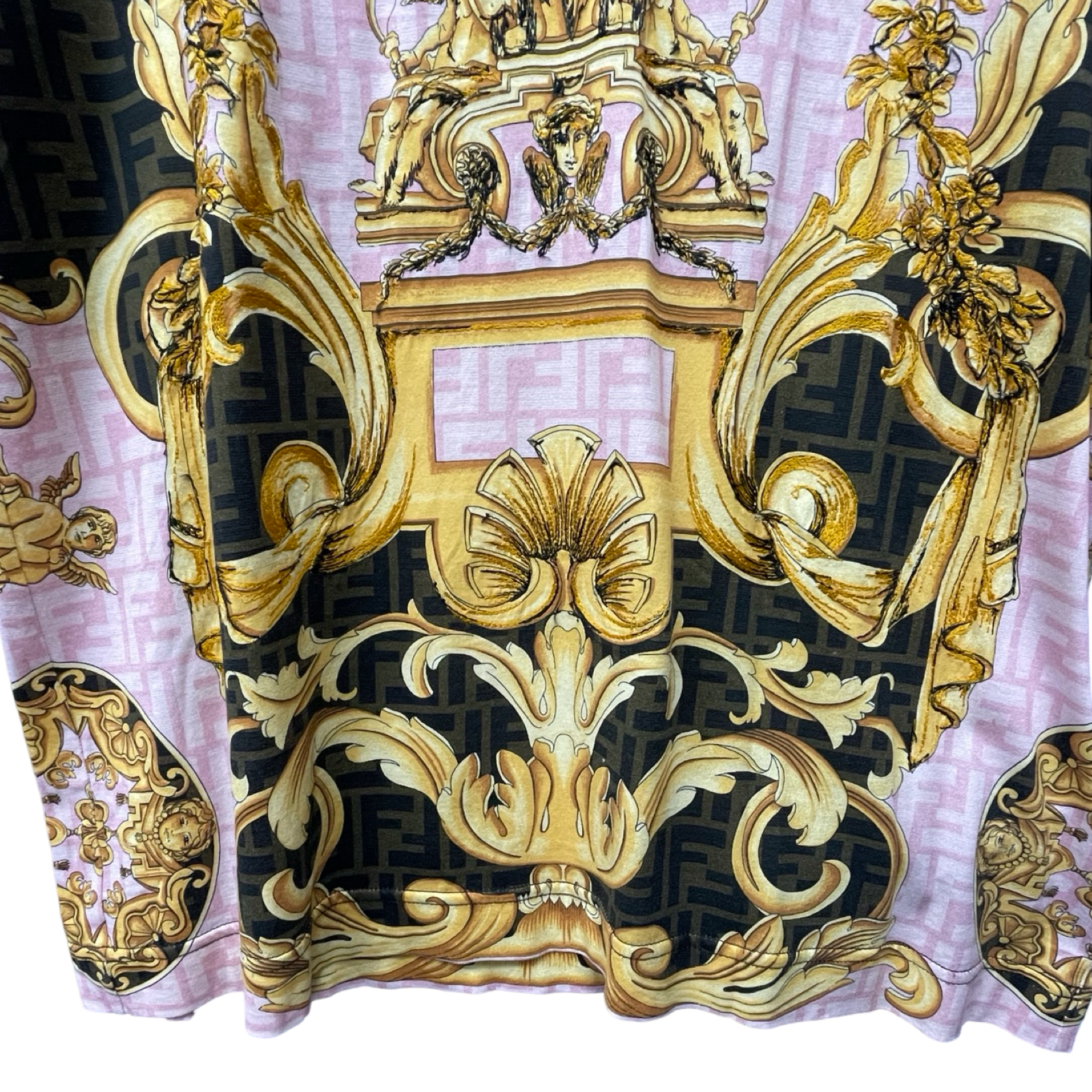 FENDI×VERSACE 2022SS Gold Bar T-Shirt FY0936 AKDZ Size M