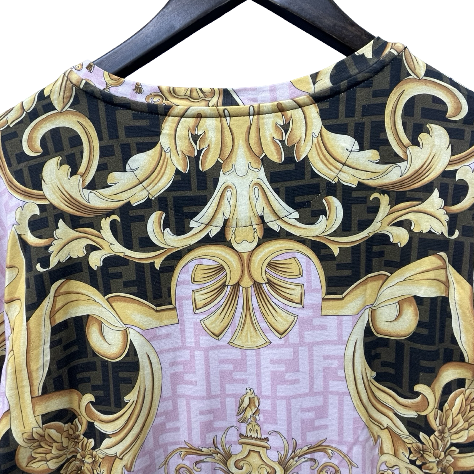 FENDI×VERSACE 2022SS Gold Bar T-Shirt FY0936 AKDZ Size M