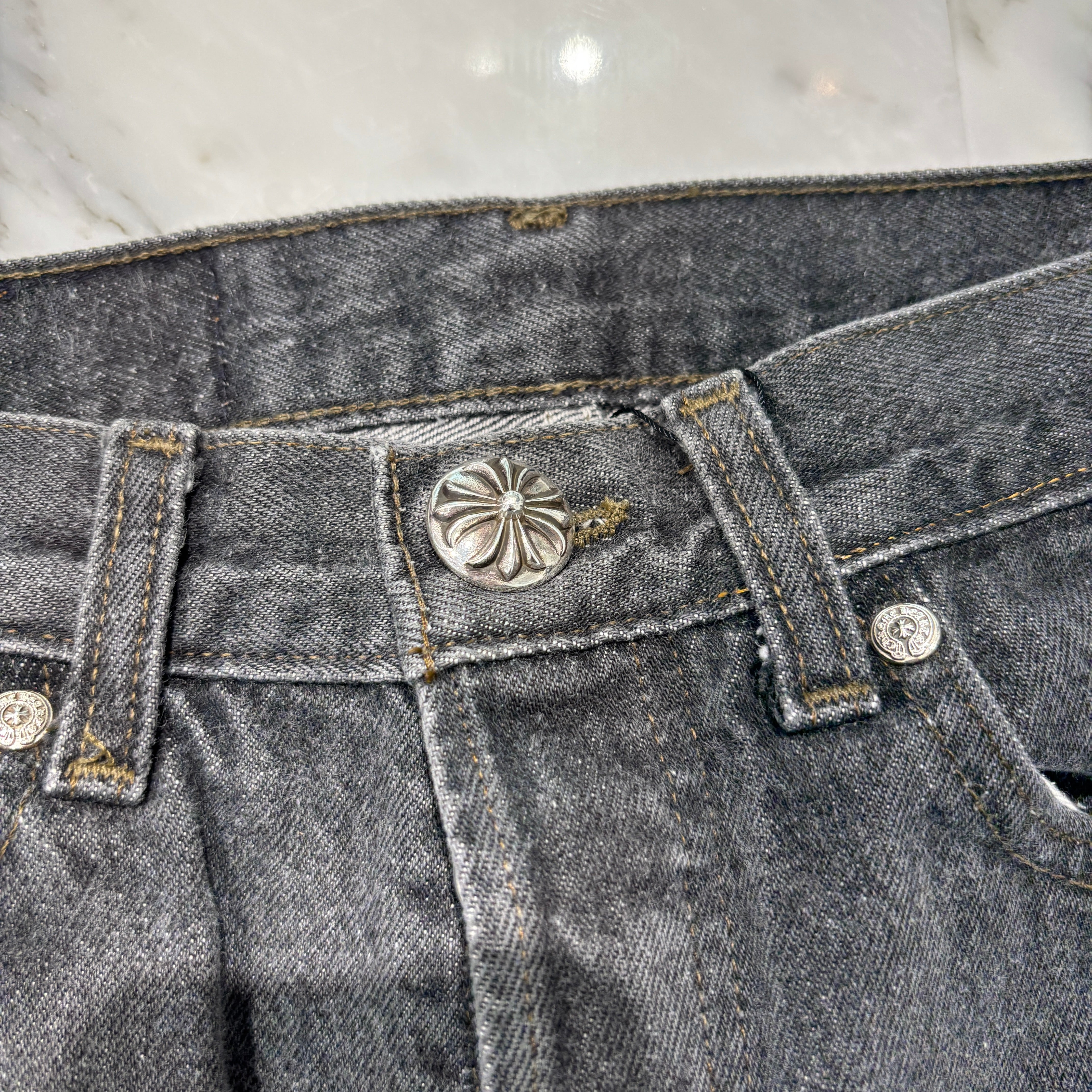 CHROME HEARTS × Levi's 501 VNTG Cross Leather Patch Jeans Size 27