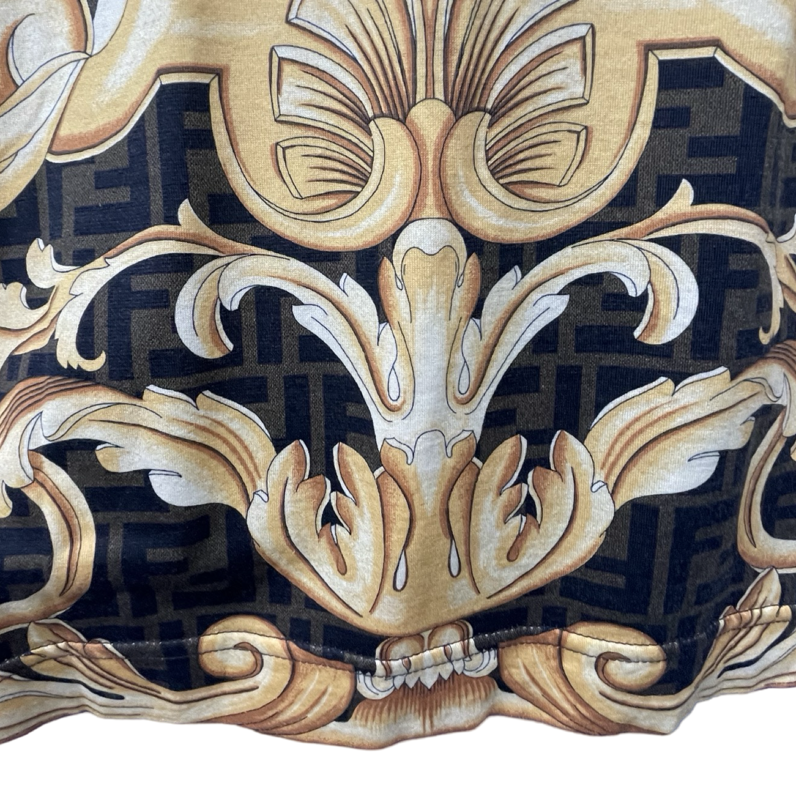 FENDI×VERSACE 2022SS Gold Bar T-Shirt FY0936 AKDZ Size M