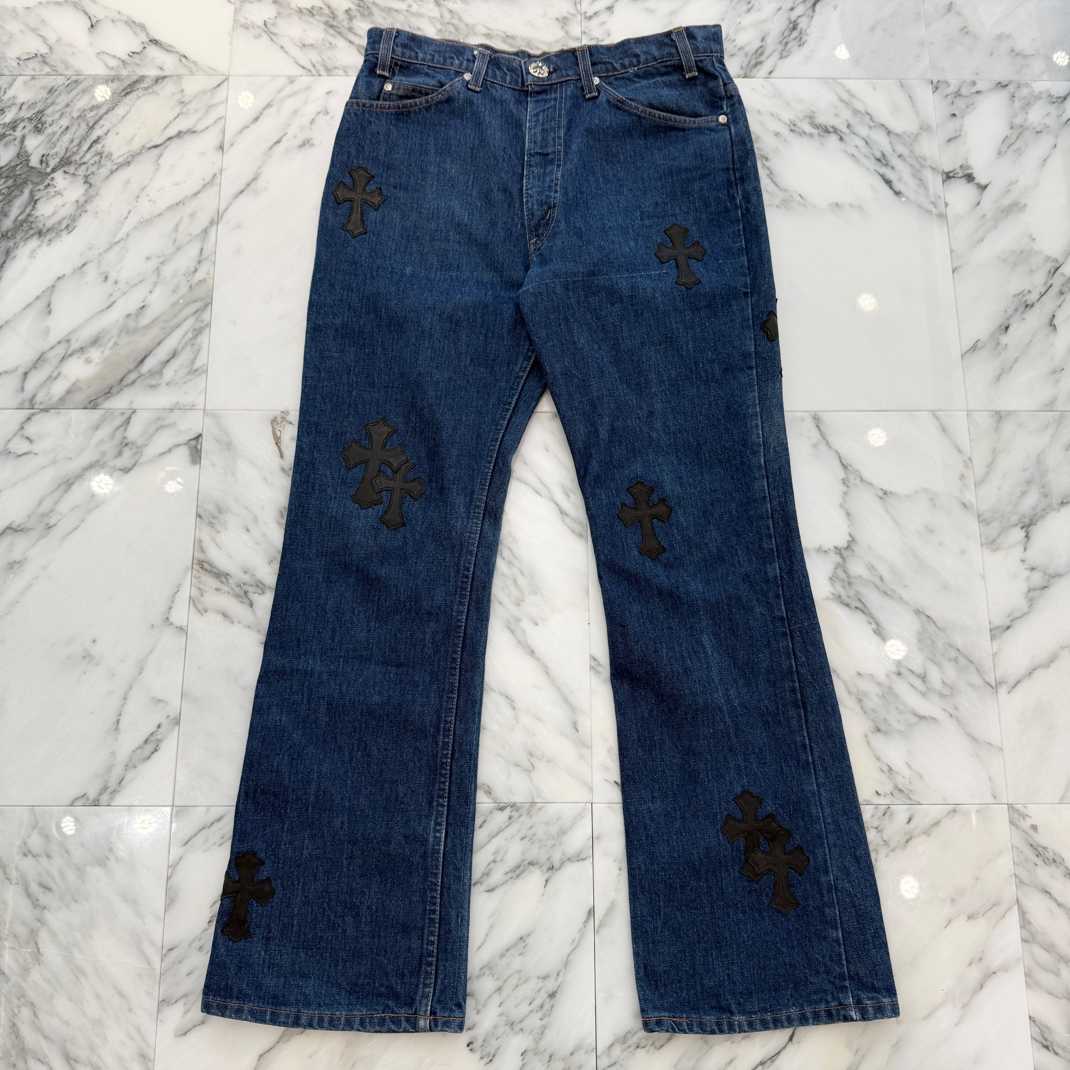 CHROME HEARTS × Levi's 517 VNTG Cross Leather Patch Denim Pants Size 32 クロムハーツ × リーバイス 517 ヴィンテージ クロスレザーパッチ デニムパンツ サイズ32