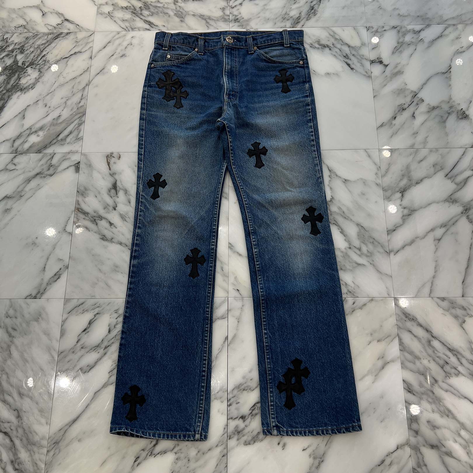 CHROME HEARTS × Levi's VNTG Cross Leather Patch Denim Pants Size 32 クロムハーツ × リーバイス ヴィンテージ クロスレザーパッチ デニムパンツ サイズ32