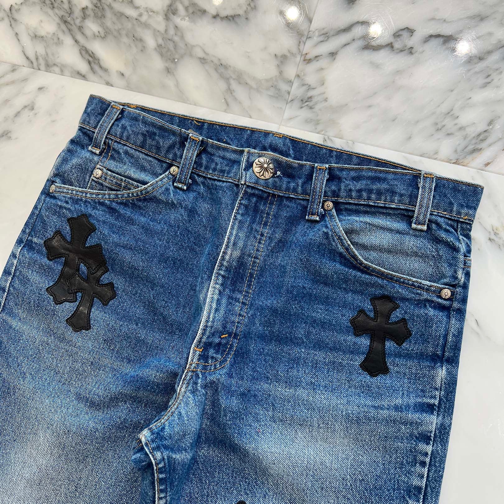CHROME HEARTS × Levi's VNTG Cross Leather Patch Denim Pants Size 32 クロムハーツ × リーバイス ヴィンテージ クロスレザーパッチ デニムパンツ サイズ32