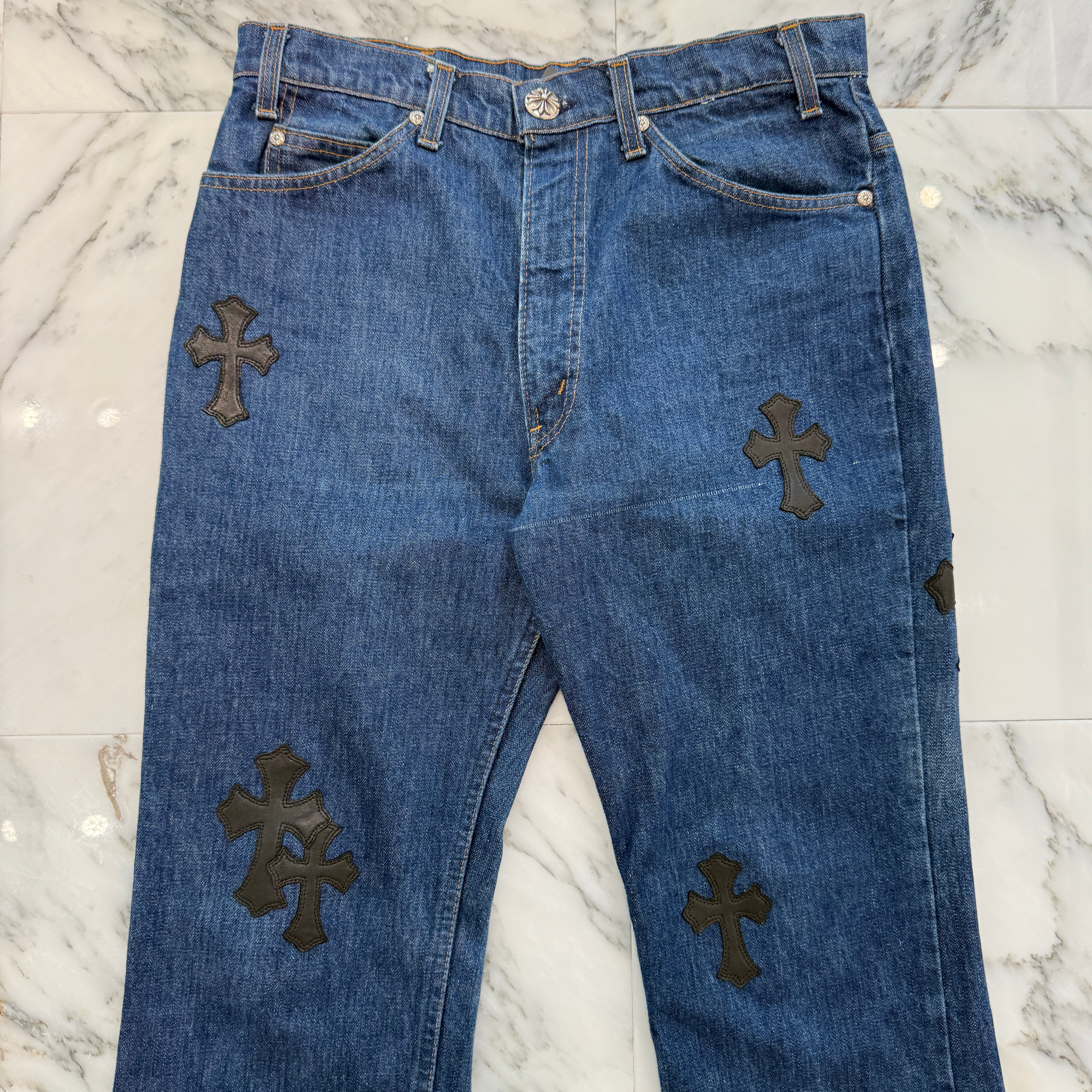 CHROME HEARTS × Levi's 517 VNTG Cross Leather Patch Denim Pants Size 32 クロムハーツ × リーバイス 517 ヴィンテージ クロスレザーパッチ デニムパンツ サイズ32
