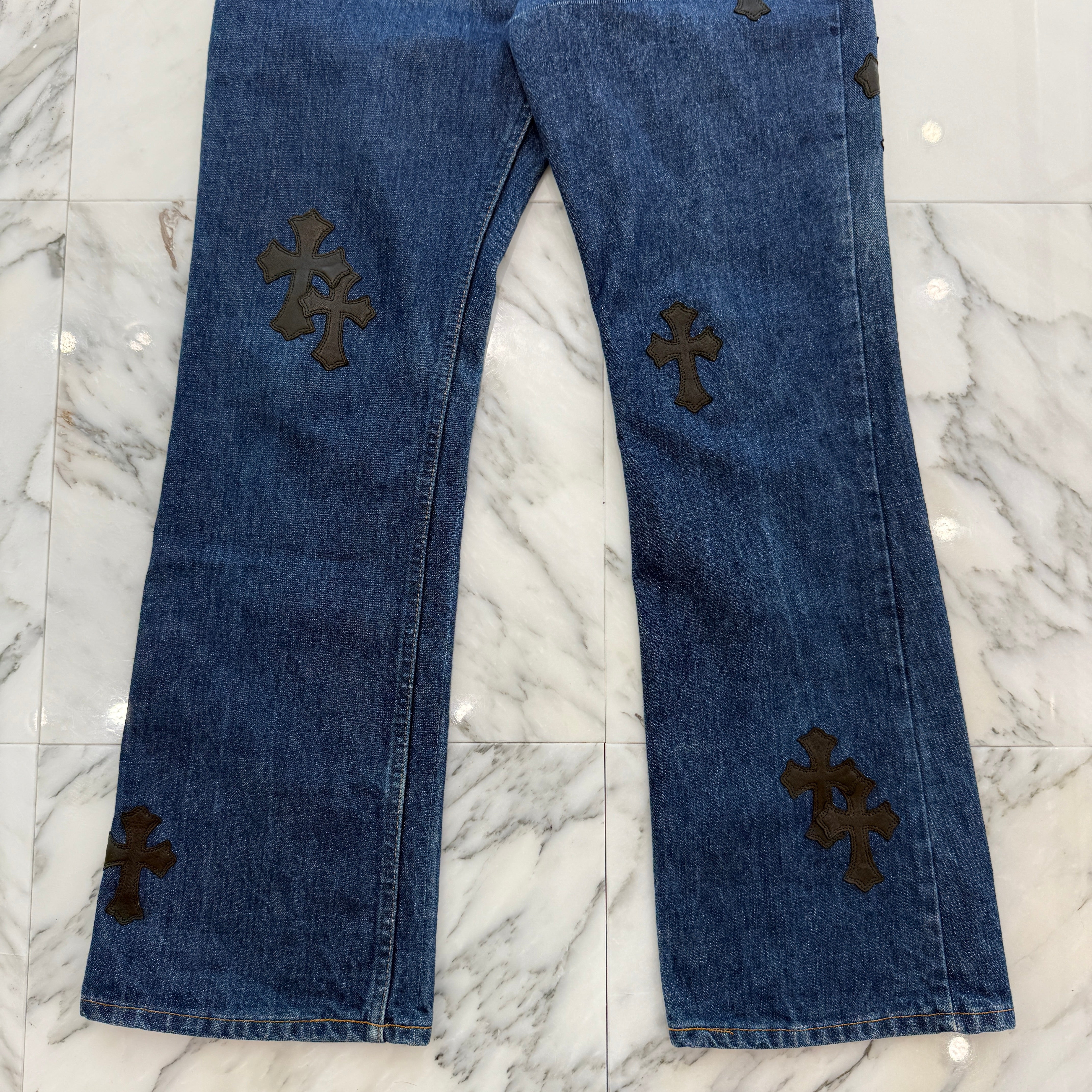 CHROME HEARTS × Levi's 517 VNTG Cross Leather Patch Denim Pants