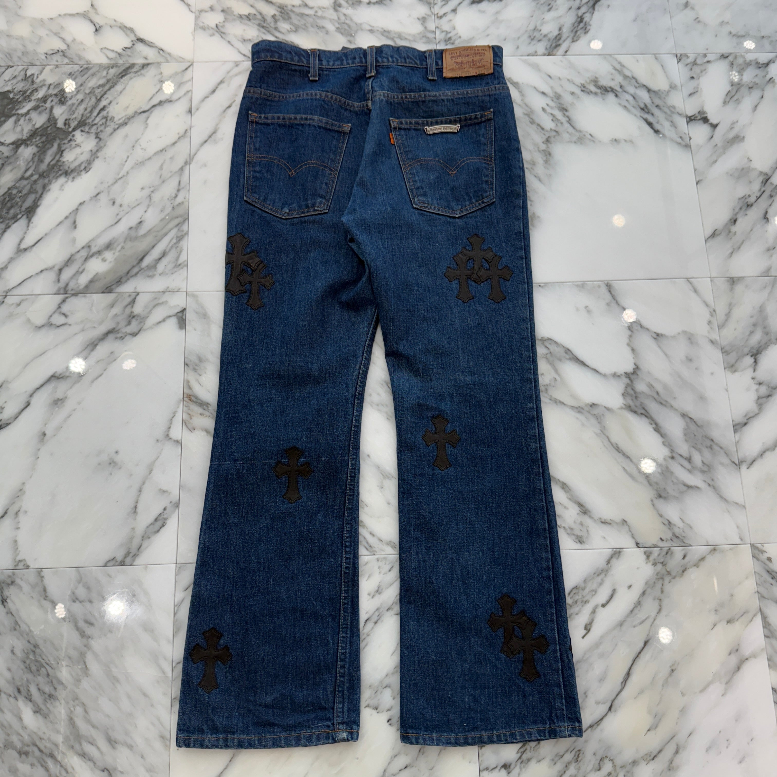 CHROME HEARTS × Levi's 517 VNTG Cross Leather Patch Denim Pants Size 32 クロムハーツ × リーバイス 517 ヴィンテージ クロスレザーパッチ デニムパンツ サイズ32