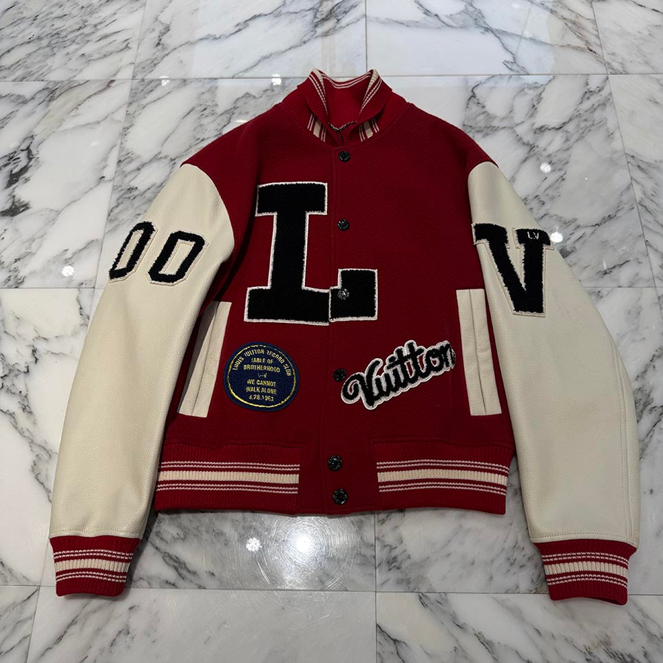 LOUIS VUITTON 2019AW Multi Patch Varsity Leather Jacket 1A5F4G Size 46 ルイヴィトン マルチパッチ バーシティ レザージャケット サイズ46