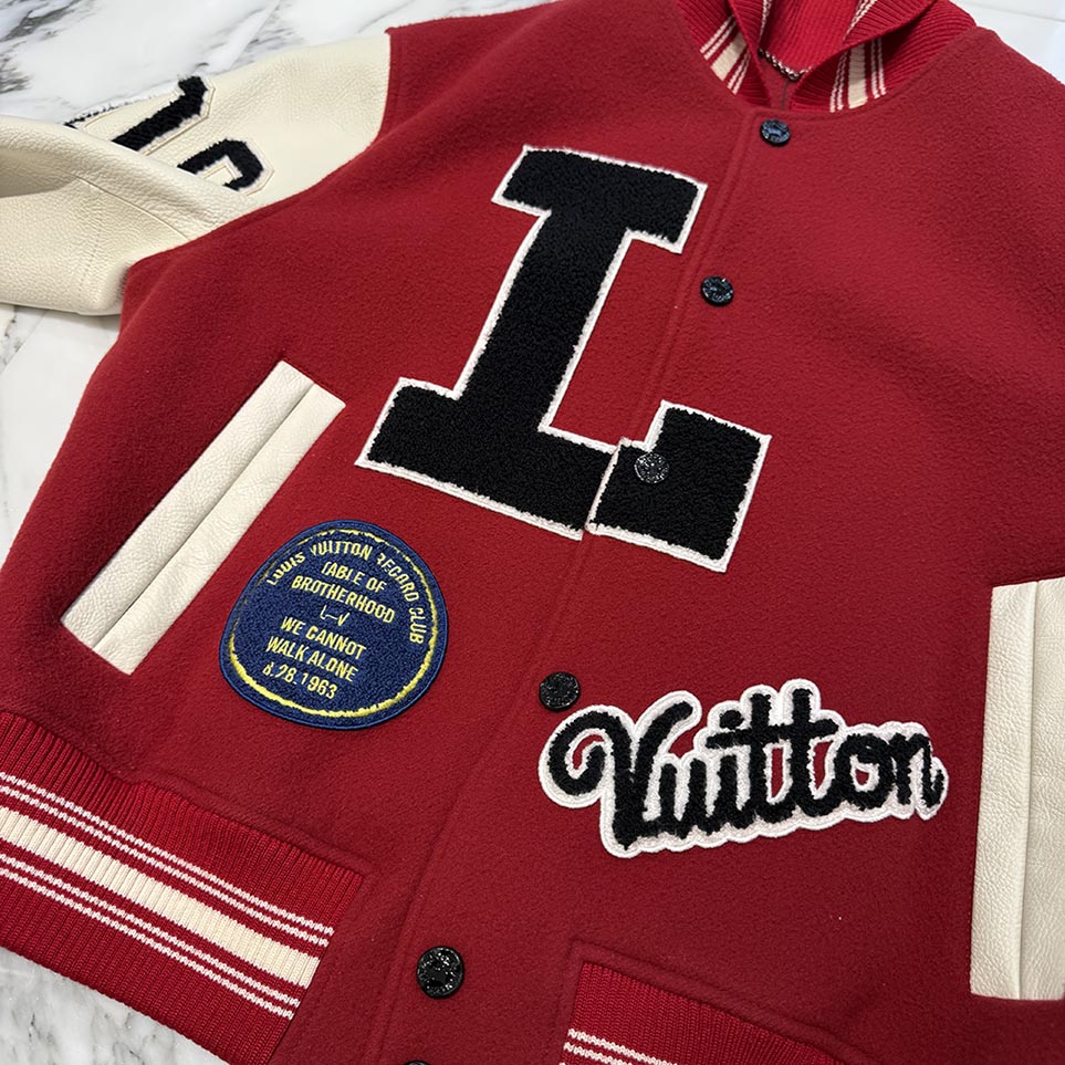 LOUIS VUITTON 2019AW Multi Patch Varsity Leather Jacket 1A5F4G Size 46 ルイヴィトン マルチパッチ バーシティ レザージャケット サイズ46