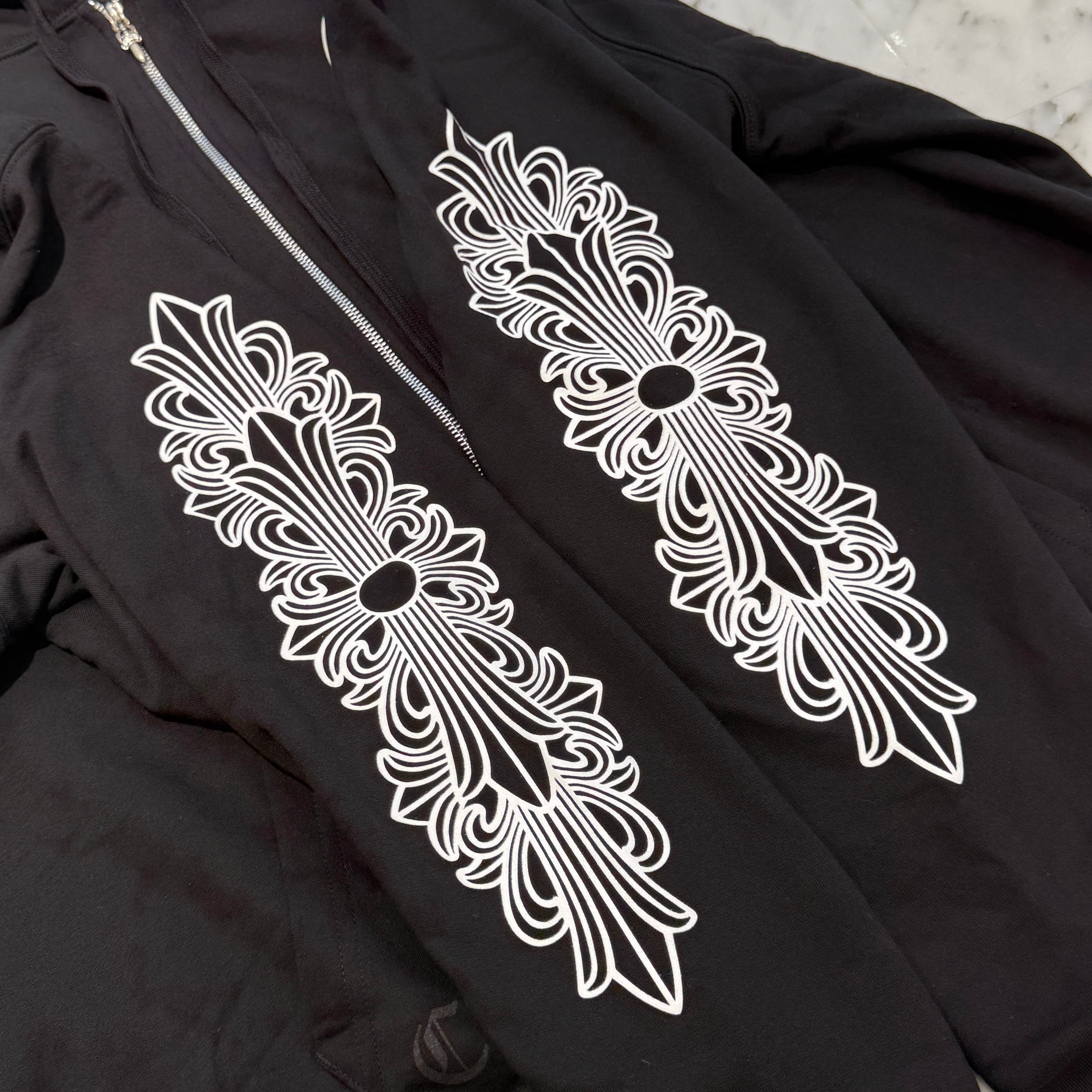 CHROME HEARTS Floral Cross Horseshoe Zip Up Hoodie Size XXL クロムハーツ フローラルクロス ホースシュー ジップアップフーディ サイズXXL