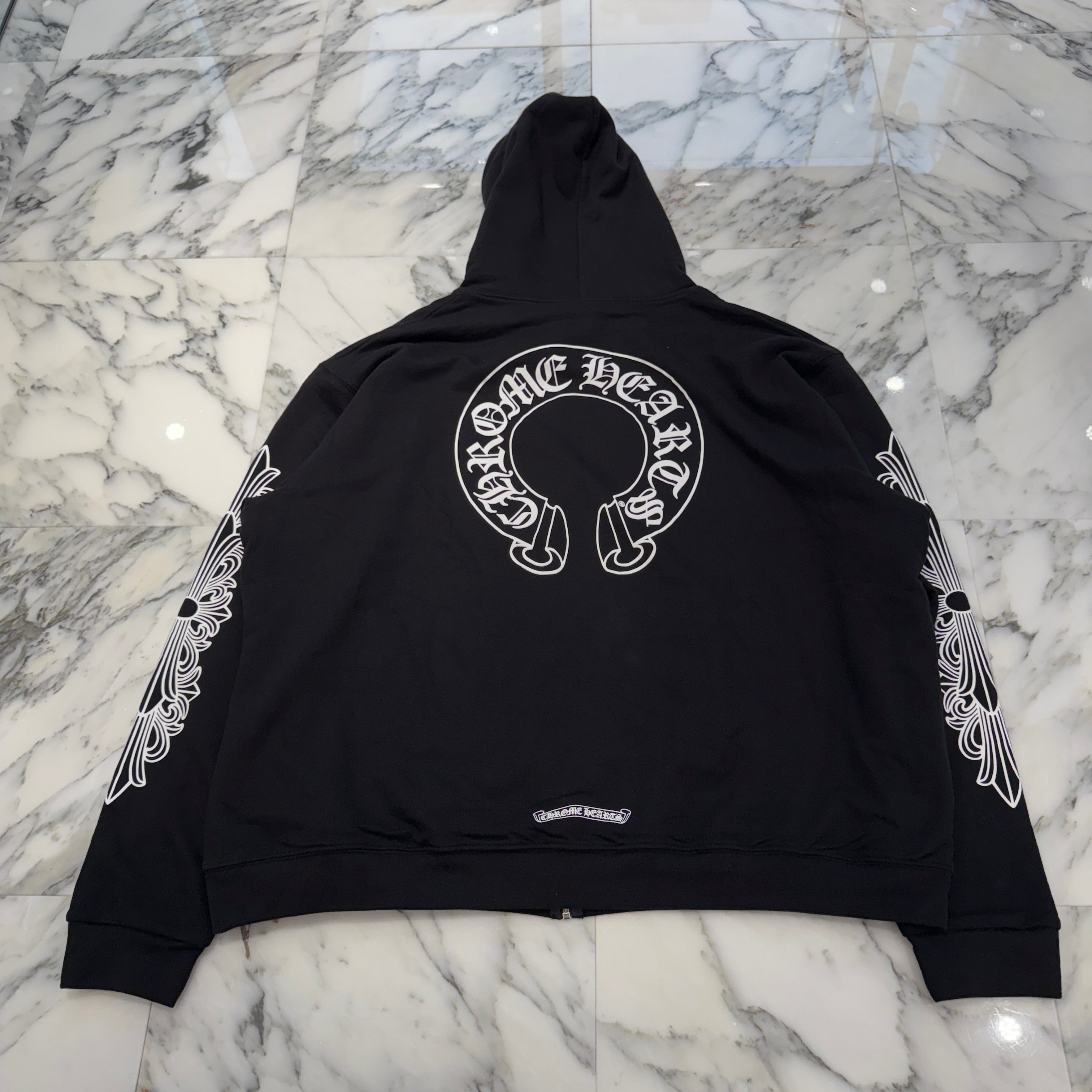 CHROME HEARTS Floral Cross Horseshoe Zip Up Hoodie Size XL クロムハーツ フローラルクロス ホースシュー ジップアップフーディ サイズXL