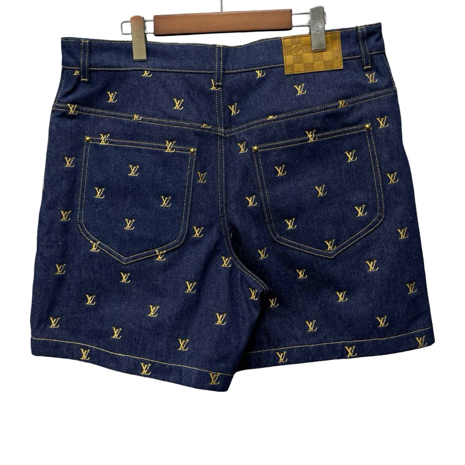 LOUIS VUITTON 2024SS Embroidered Signature Denim Shorts 1AFIAM Size 36