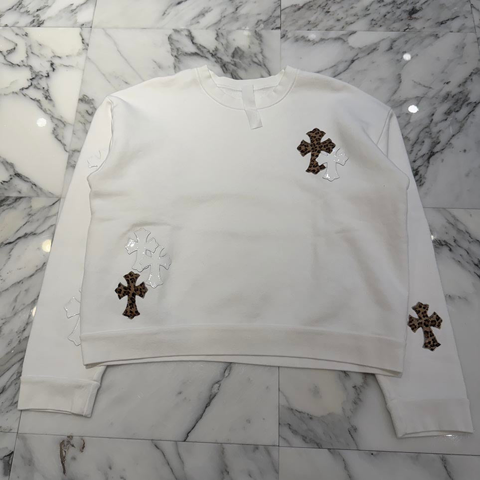 CHROME HEARTS Y NOT Multi Leather Cross Patch Sweatshirt Size M クロムハーツ ワイノット マルチレザークロスパッチ スウェットシャツ サイズM