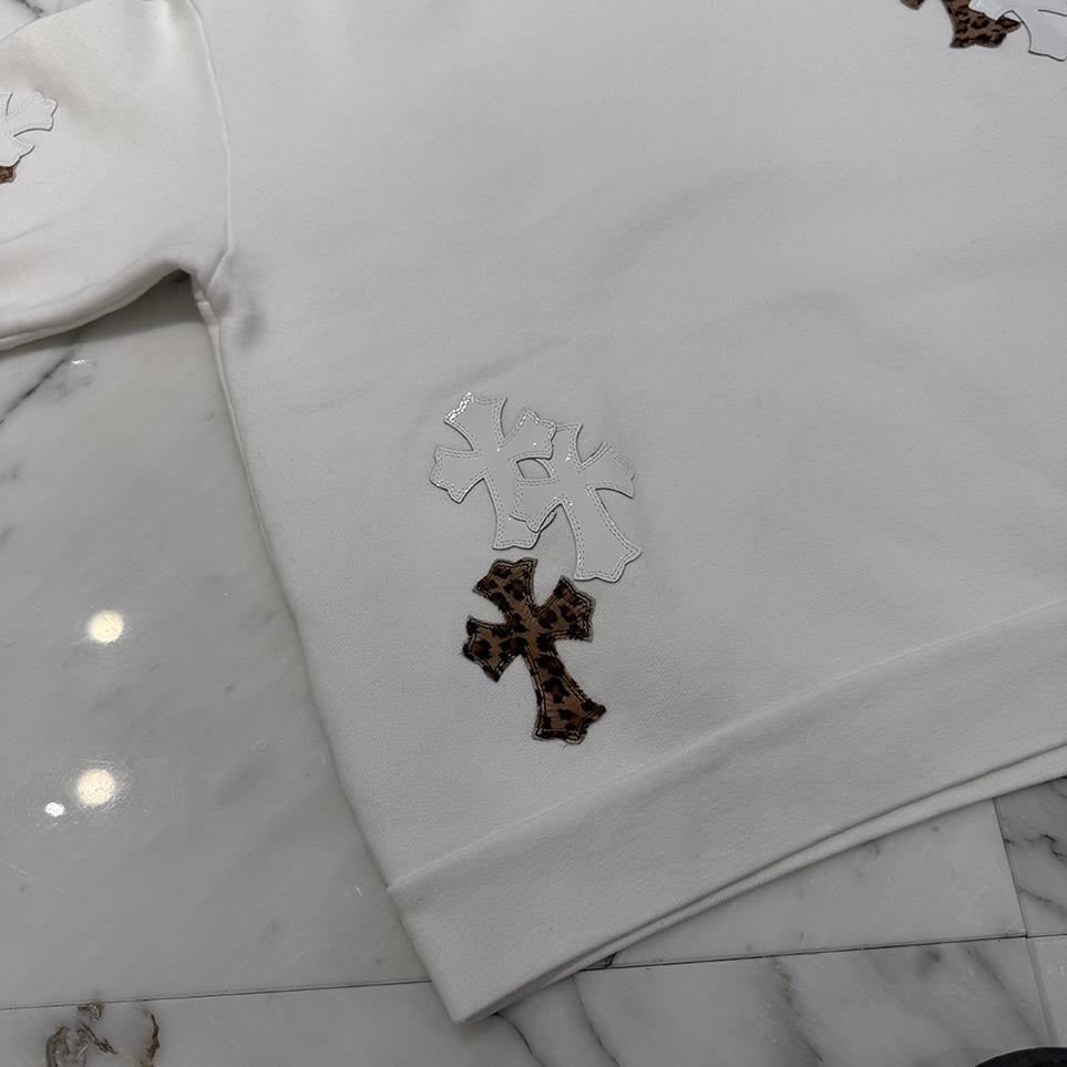 CHROME HEARTS Y NOT Multi Leather Cross Patch Sweatshirt Size M クロムハーツ ワイノット マルチレザークロスパッチ スウェットシャツ サイズM