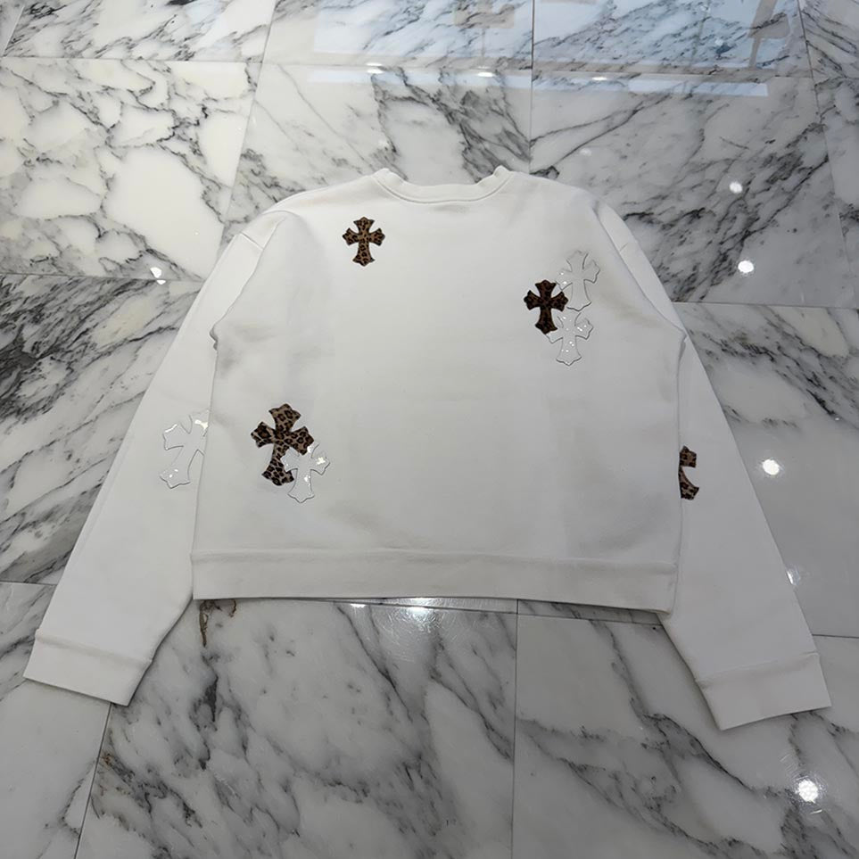 CHROME HEARTS Y NOT Multi Leather Cross Patch Sweatshirt Size M クロムハーツ ワイノット マルチレザークロスパッチ スウェットシャツ サイズM
