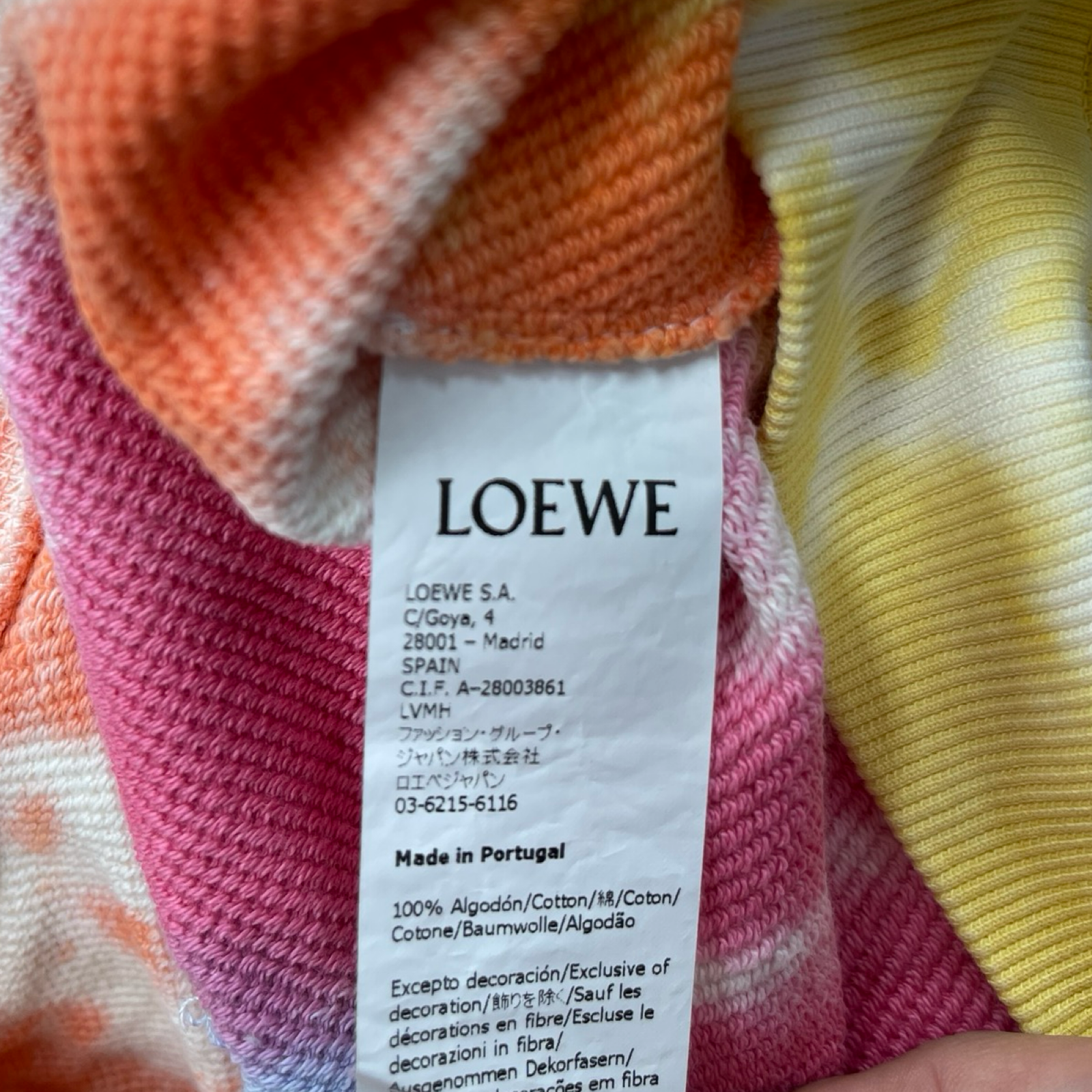 LOEWE 2020SS Paulas Ibiza Tie Dye Dyeing Zip Up Hoodie Size L