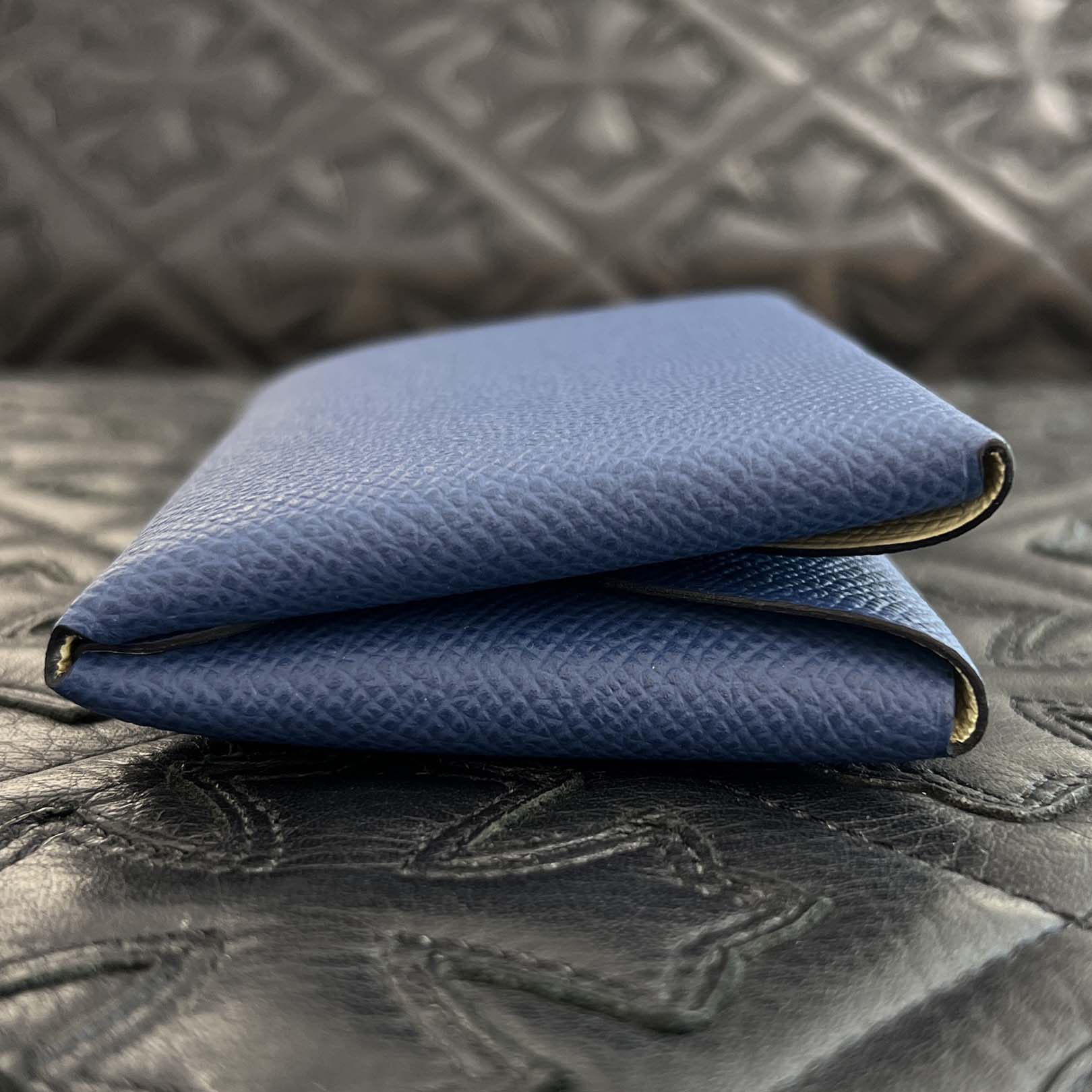 HERMES Calvi Duo Verso Card Case "Bleu tie x Jaune Milton" K刻印 エルメス カルヴィデュオ ヴェルソ カードケース "ブルータイ×ジョーヌミルトン" K刻印