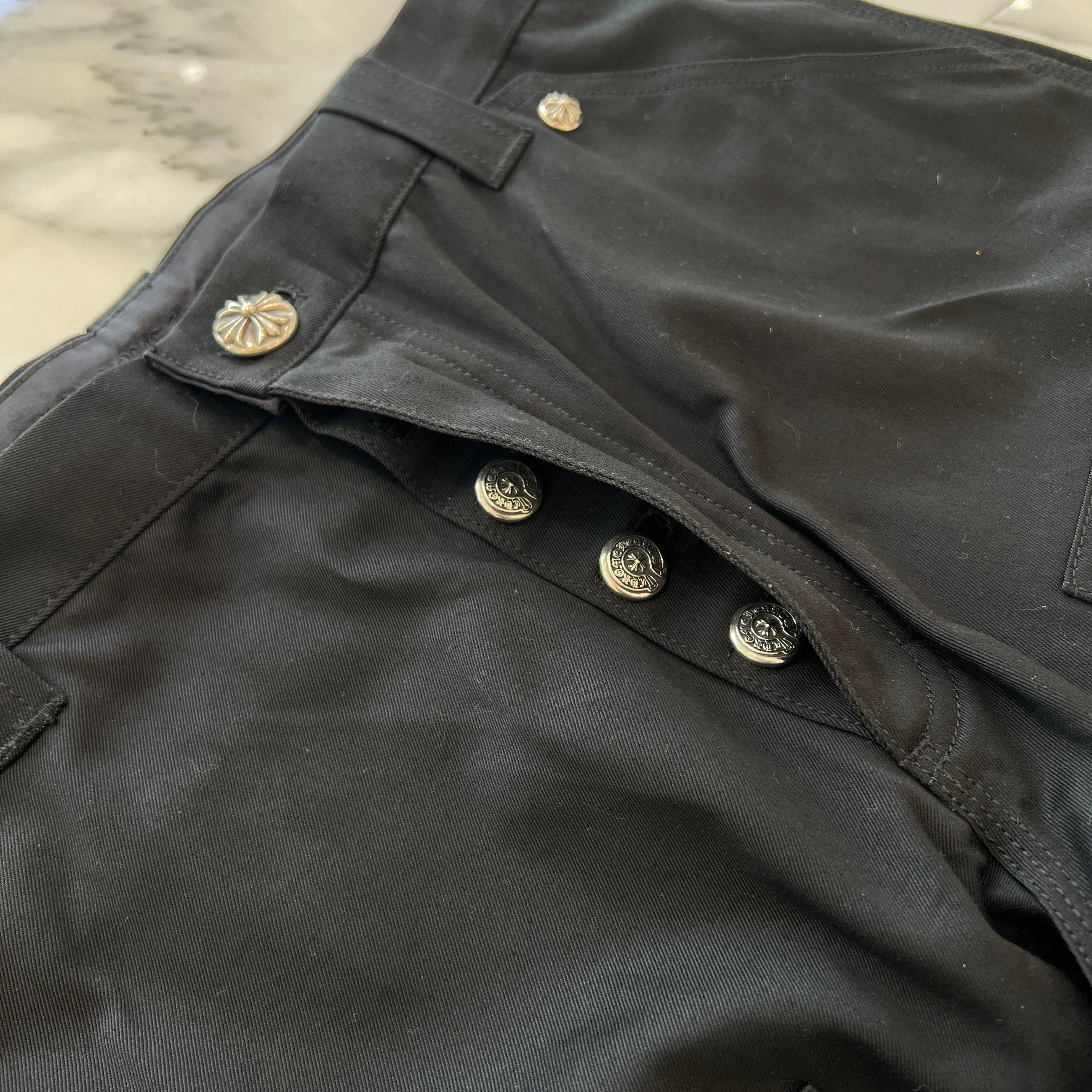 CHROME HEARTS Cross Ball Button Double Knee Pants Size 33 クロムハーツ クロスボールボタン ダブルニーパンツ サイズ33