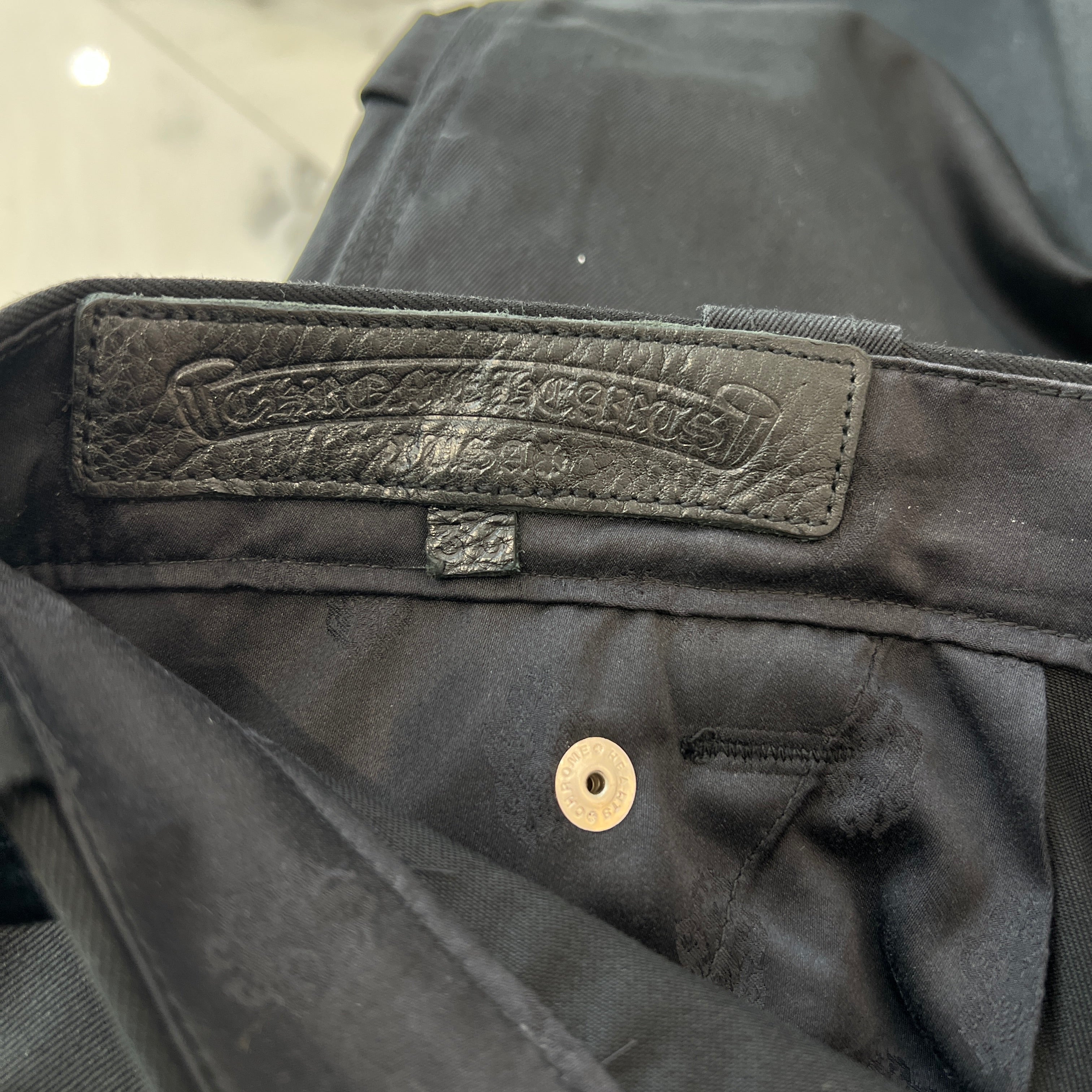 CHROME HEARTS Cross Ball Button Double Knee Pants Size 33 クロムハーツ クロスボールボタン ダブルニーパンツ サイズ33