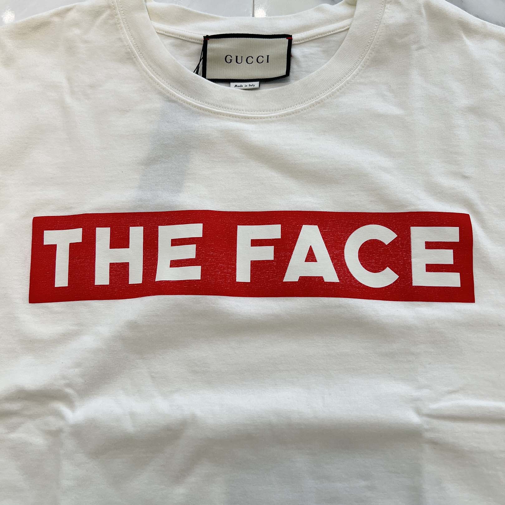 GUCCI 2019AW "THE FACE" Print Oversized Cotton Tee 565806 XJBCS 9577 Size M グッチ "THE FACE" プリント オーバーサイズ コットンTシャツ サイズM