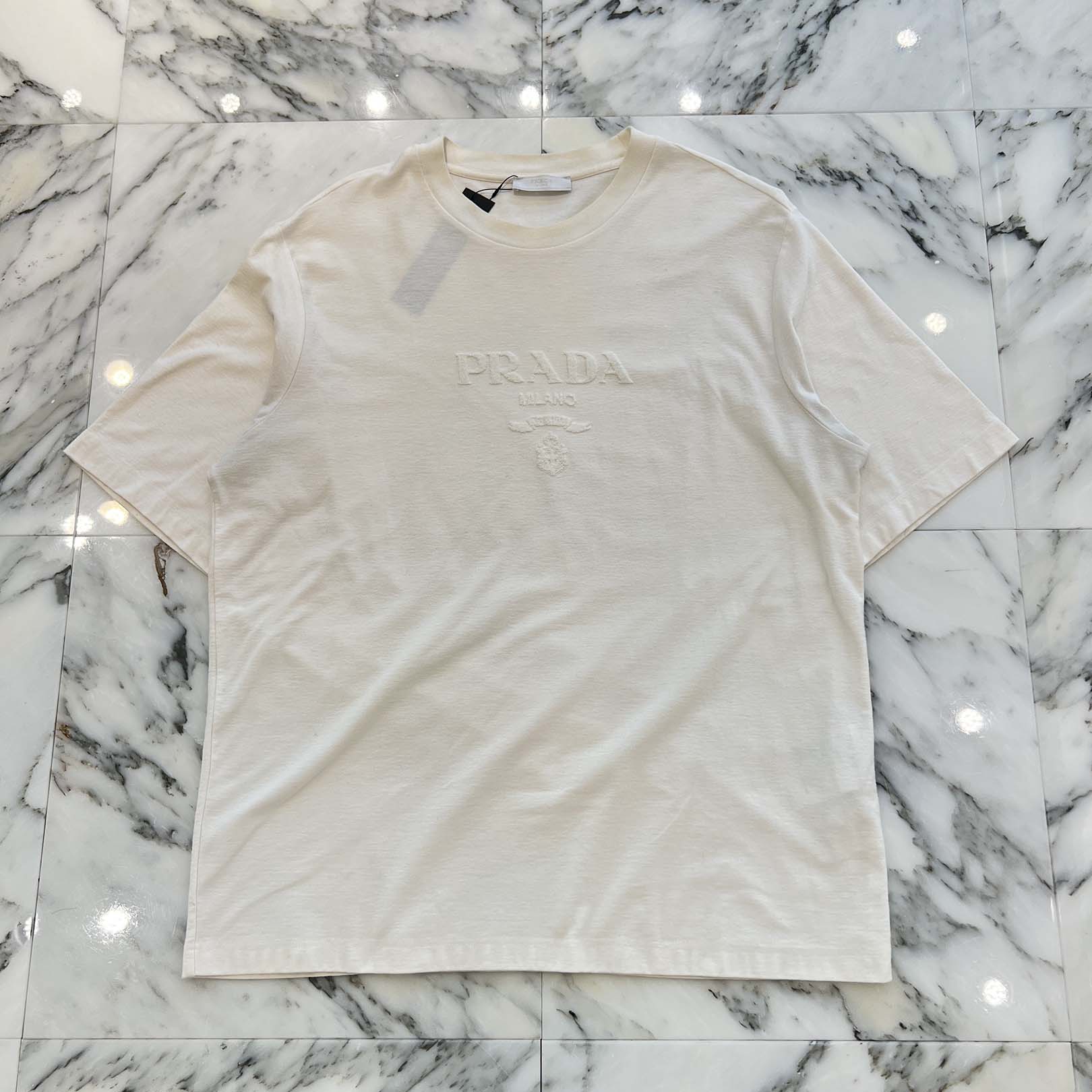 PRADA 2023SS Logo Embossed Technical Cotton Tee UJN897 S000 14LB Size L プラダ ロゴエンボス テクニカルコットン Tシャツ サイズL