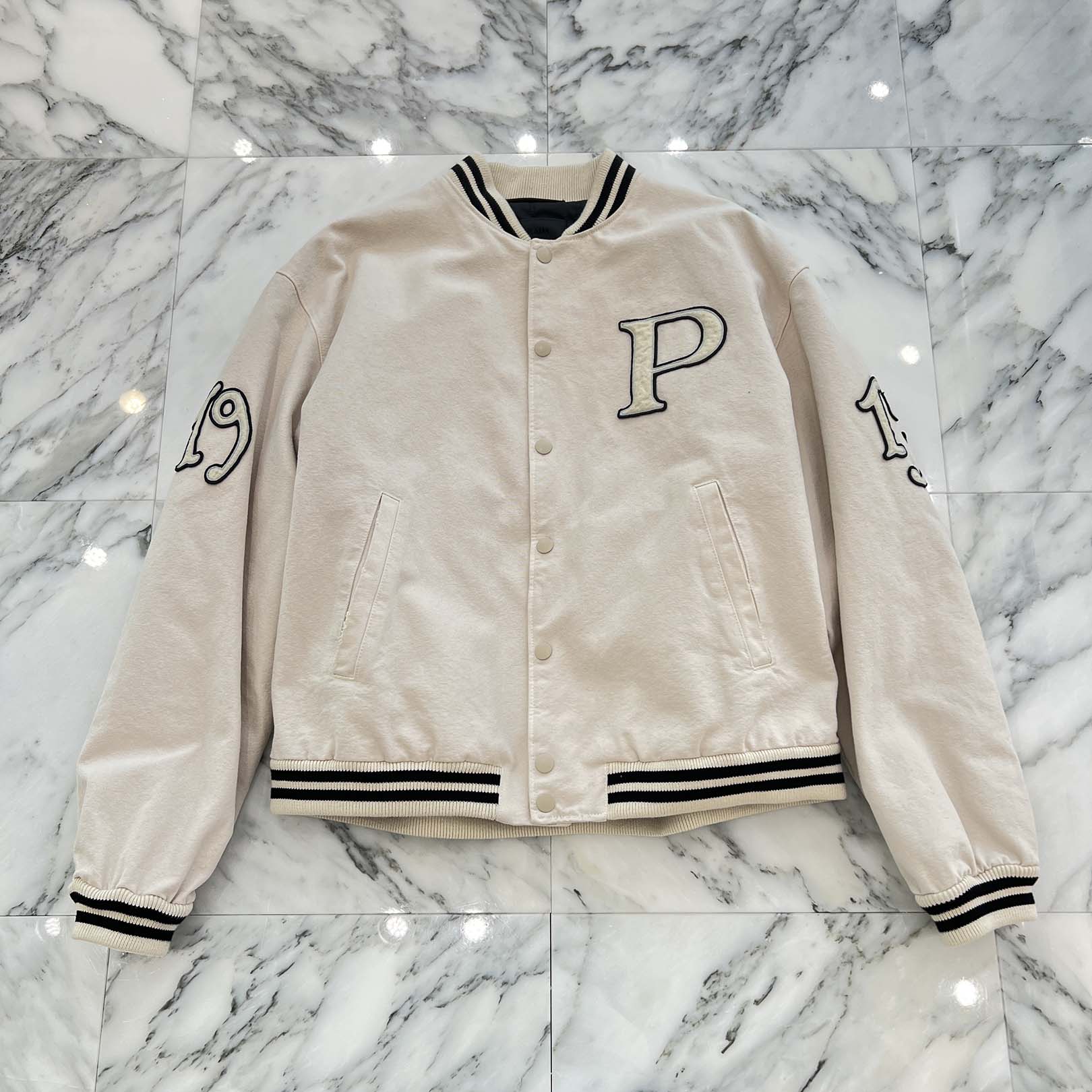 PRADA 2024AW Logo Patch Stylish Canvas Bomber Jacket SGC725 S000 152I Size XL プラダ ロゴパッチスタイリッシュキャンバスボンバージャケット サイズXL