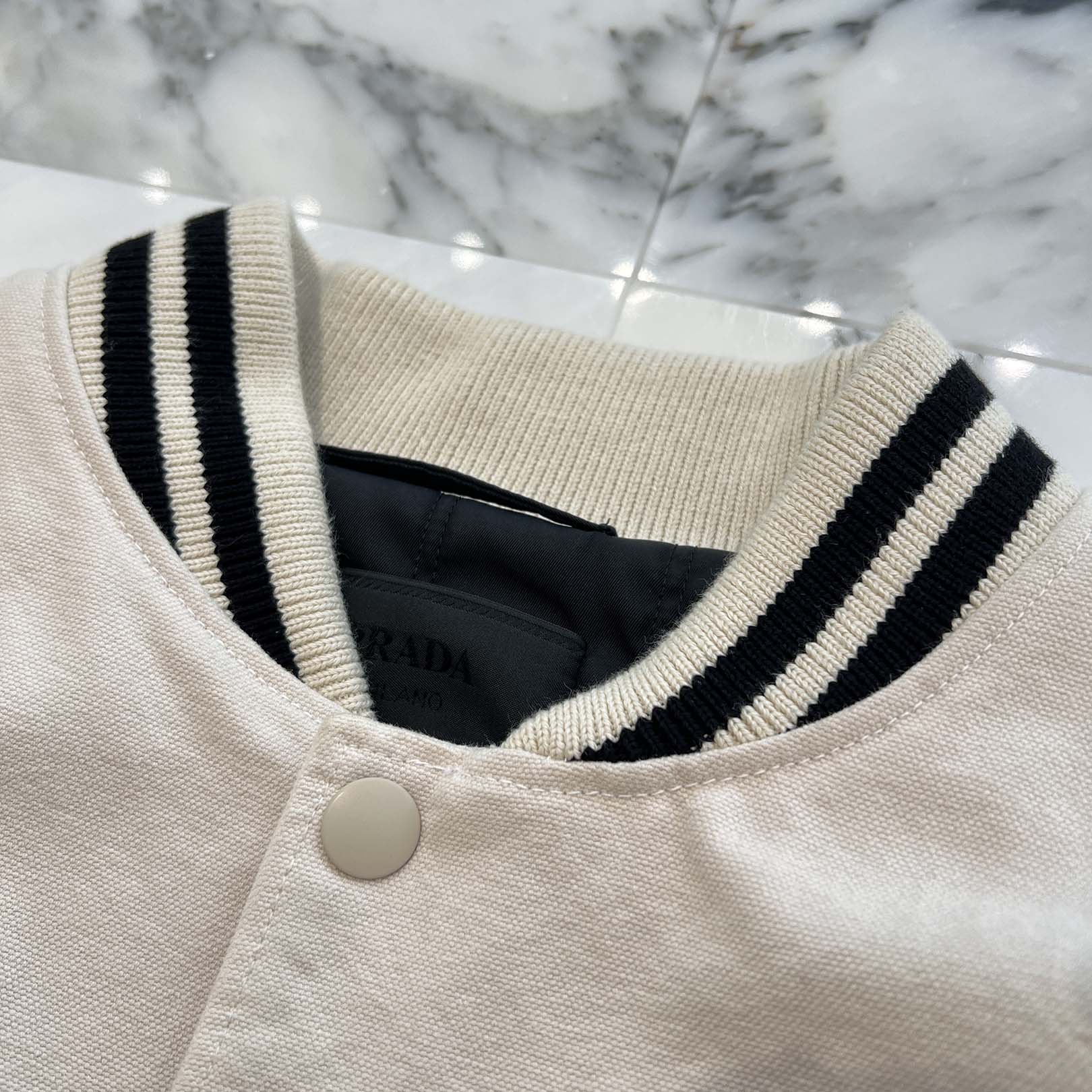 PRADA 2024AW Logo Patch Stylish Canvas Bomber Jacket SGC725 S000 152I Size XL プラダ ロゴパッチスタイリッシュキャンバスボンバージャケット サイズXL