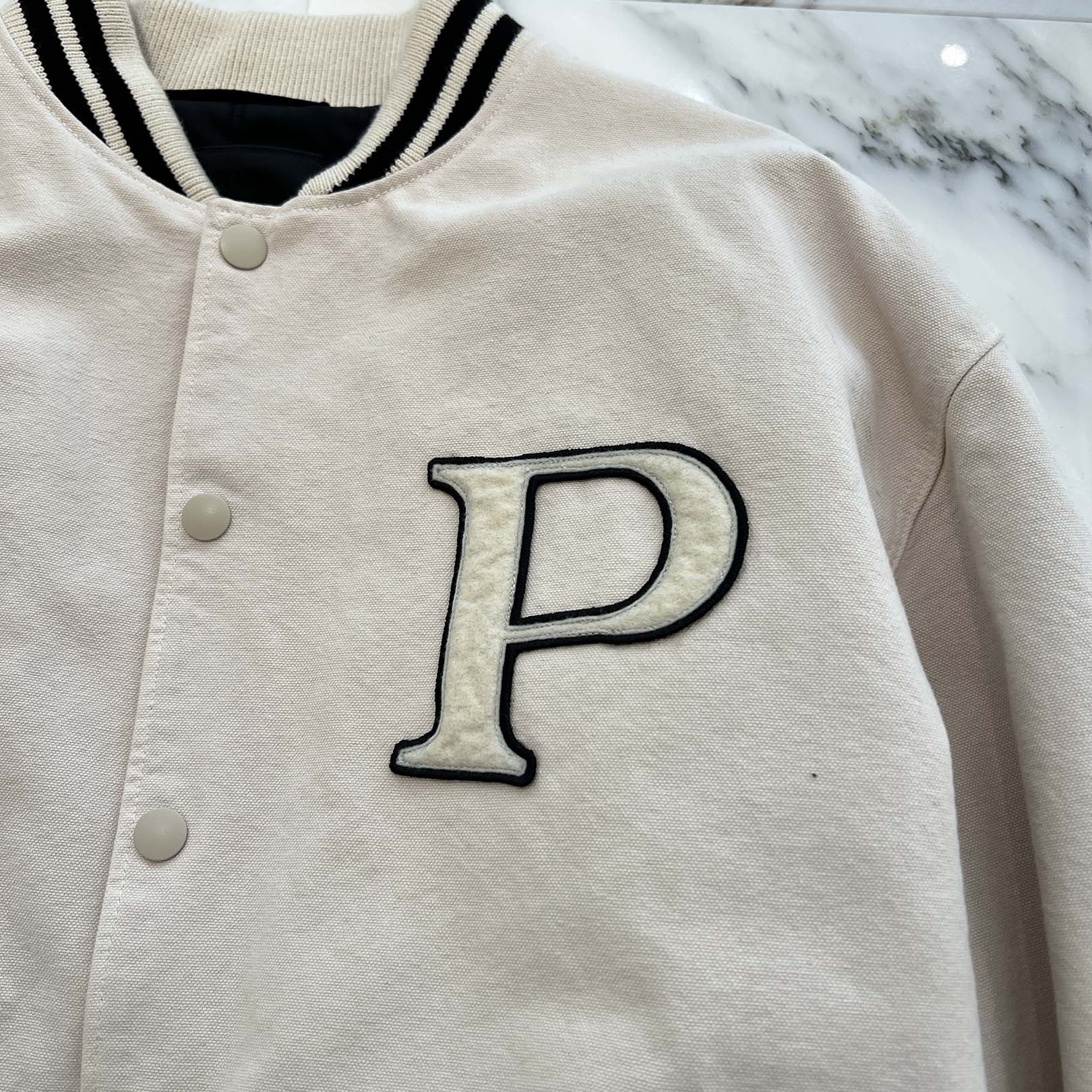 PRADA 2024AW Logo Patch Stylish Canvas Bomber Jacket SGC725 S000 152I Size XL プラダ ロゴパッチスタイリッシュキャンバスボンバージャケット サイズXL