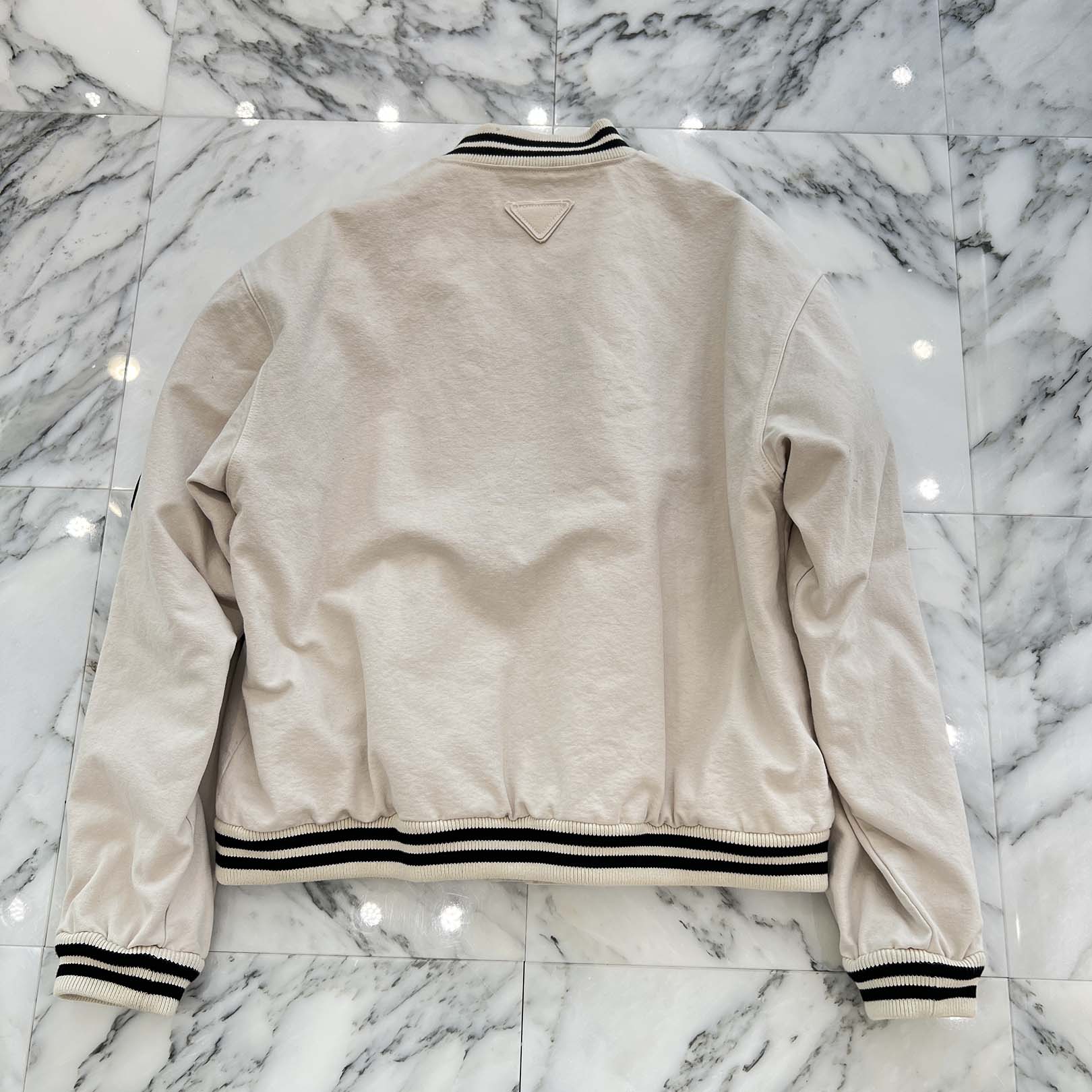 PRADA 2024AW Logo Patch Stylish Canvas Bomber Jacket SGC725 S000 152I Size XL プラダ ロゴパッチスタイリッシュキャンバスボンバージャケット サイズXL