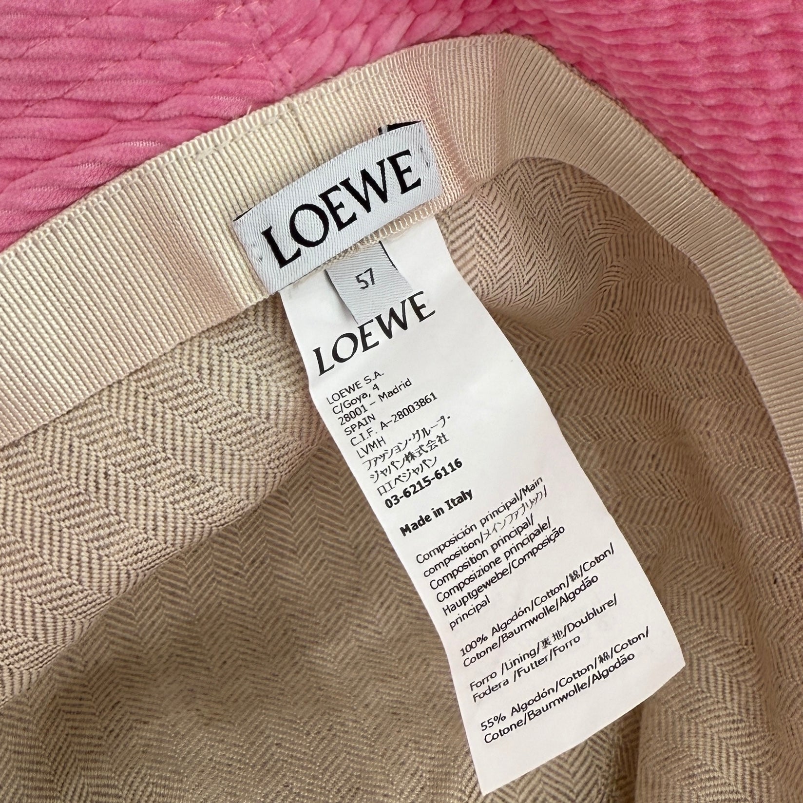 LOEWE 2023AW Anagram Logo Patch Corduroy Bucket Hat K820HB1X65 Size 57 ロエベ アナグラムロゴ パッチ コーデュロイ バケットハット サイズ57