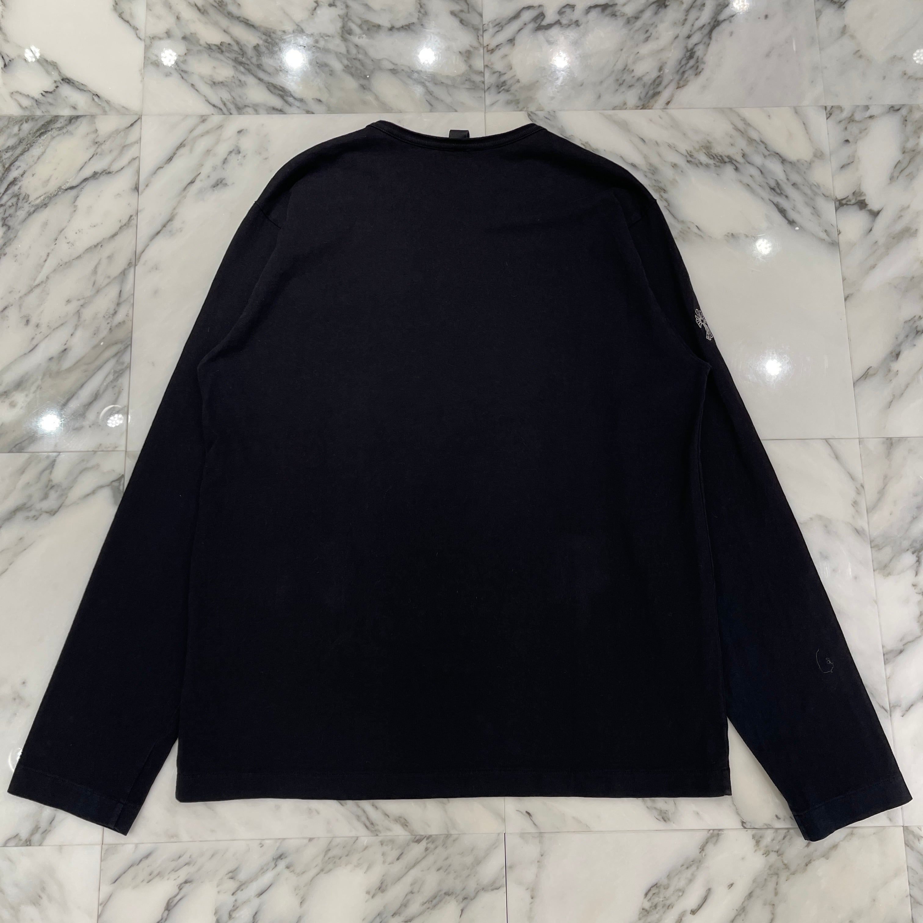 CHROME HEARTS Y NOT Vertical Logo Embroidery Long Sleeve Tee Size M クロムハーツ ワイノット ヴァーティカルロゴ刺繍 ロングスリーブTシャツ サイズM