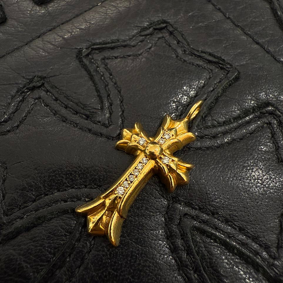CHROME HEARTS 22K Double CH Cross Charm Pave Diamond Pendant Top クロムハーツ 22K ダブルCHクロス チャーム パヴェダイヤモンド ペンダントトップ