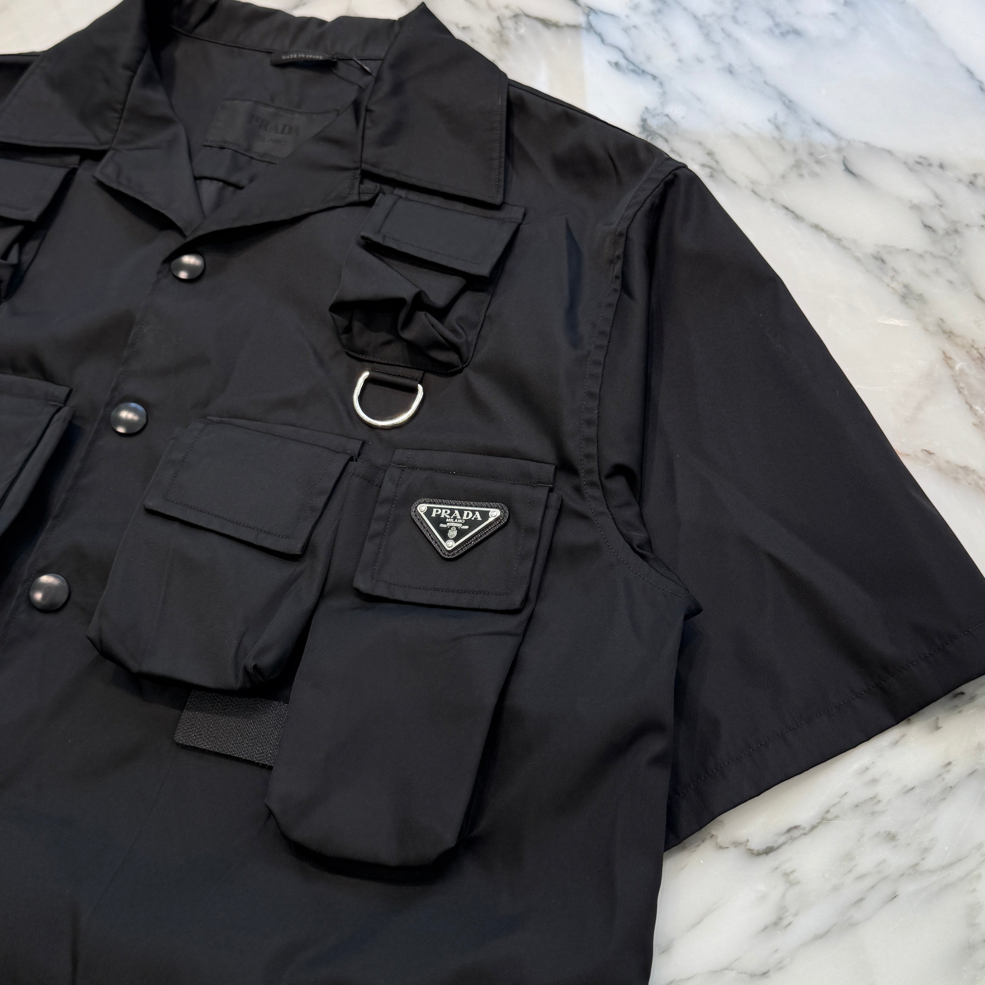 PRADA 2024SS Re-Nylon Triangle Logo Multi Pocket Short Sleeve